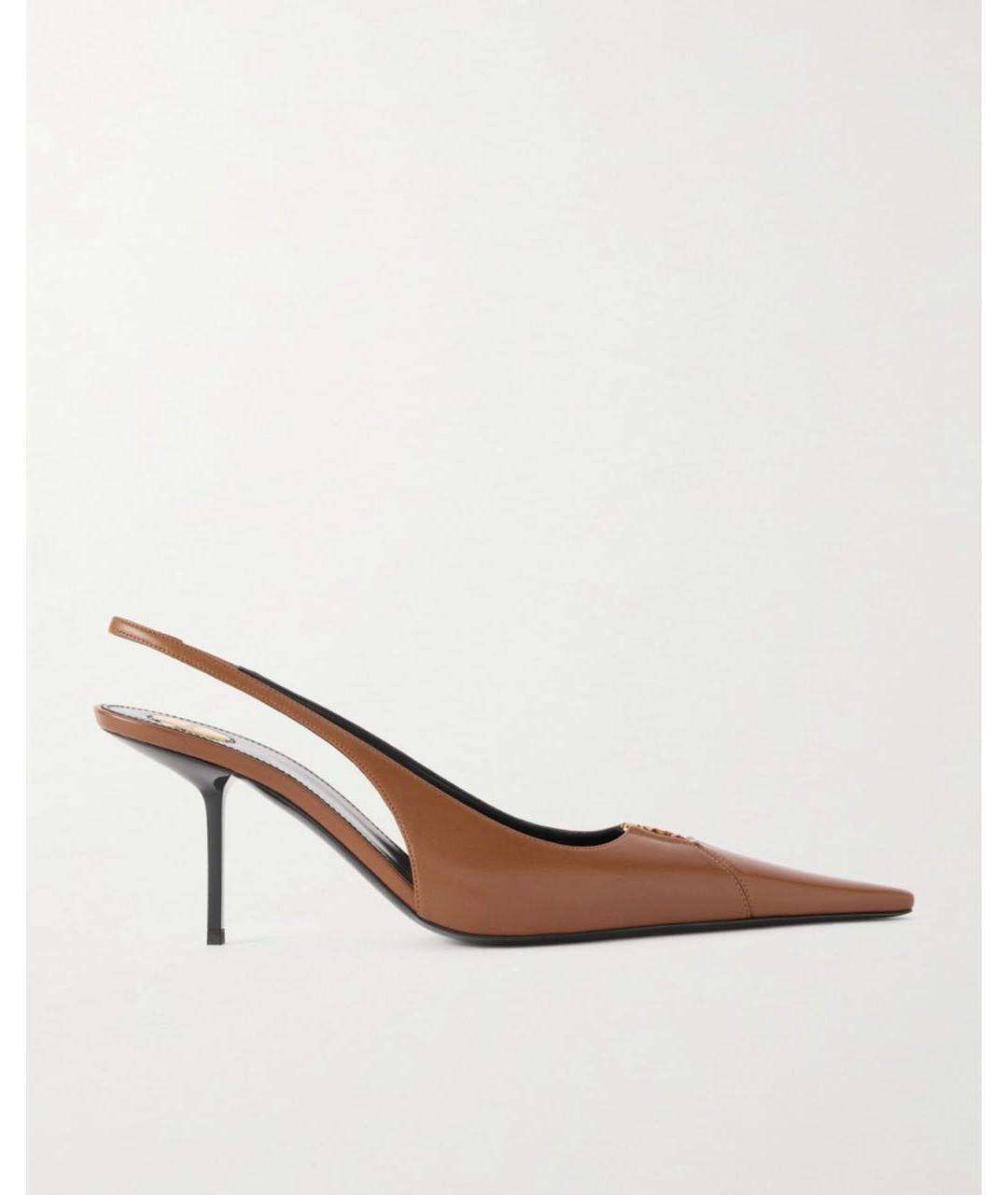 SAINT LAURENT Коричневые кожаные туфли, фото 9