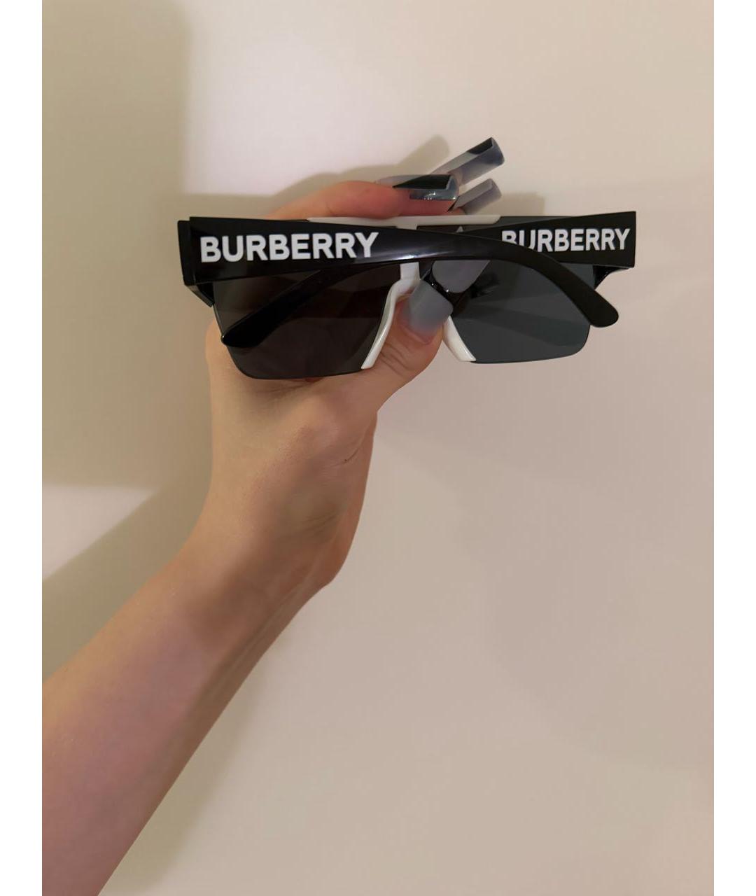 BURBERRY Черные пластиковые солнцезащитные очки, фото 2