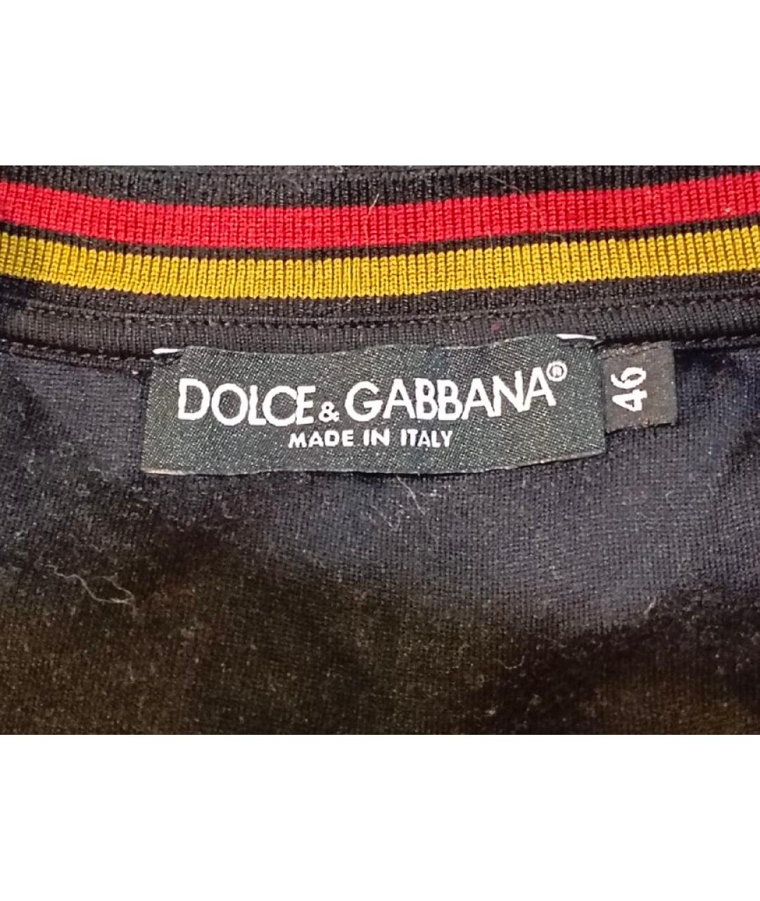 DOLCE&GABBANA Черная хлопко-эластановая футболка, фото 3