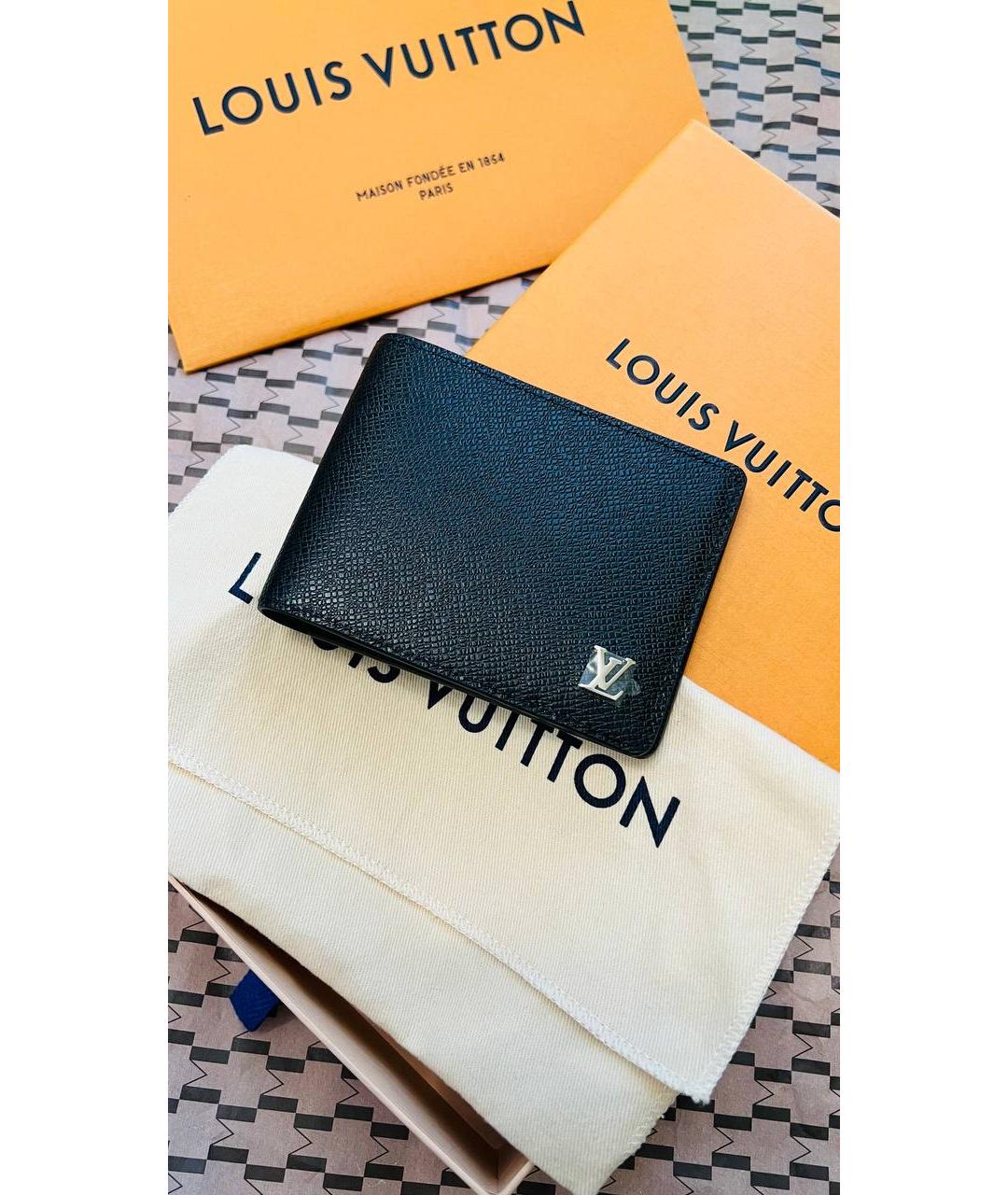 LOUIS VUITTON Черный кожаный кошелек, фото 5