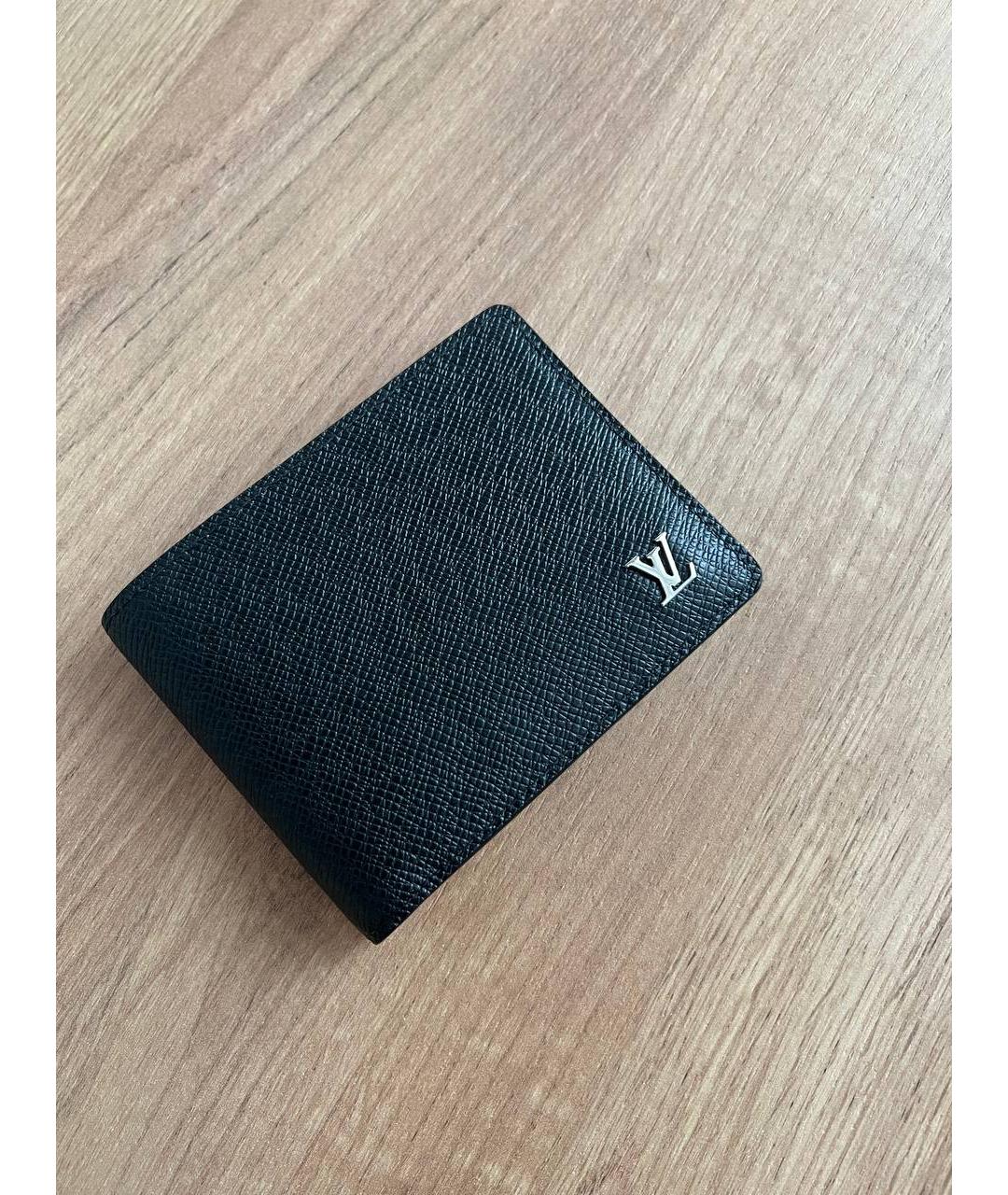 LOUIS VUITTON Черный кожаный кошелек, фото 2