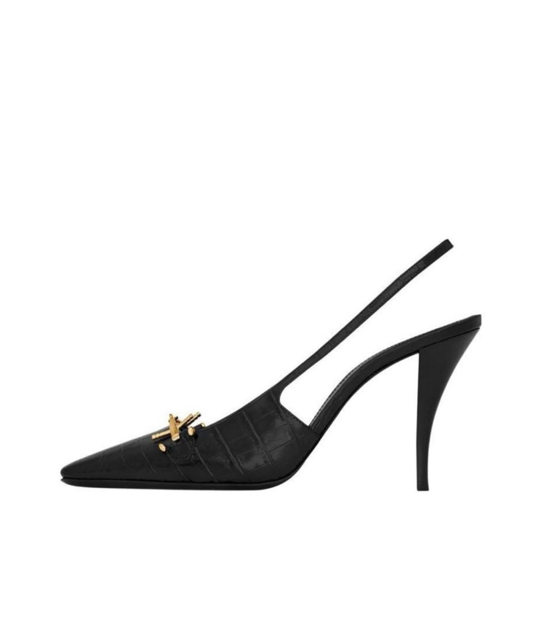 SAINT LAURENT Черные кожаные босоножки, фото 5