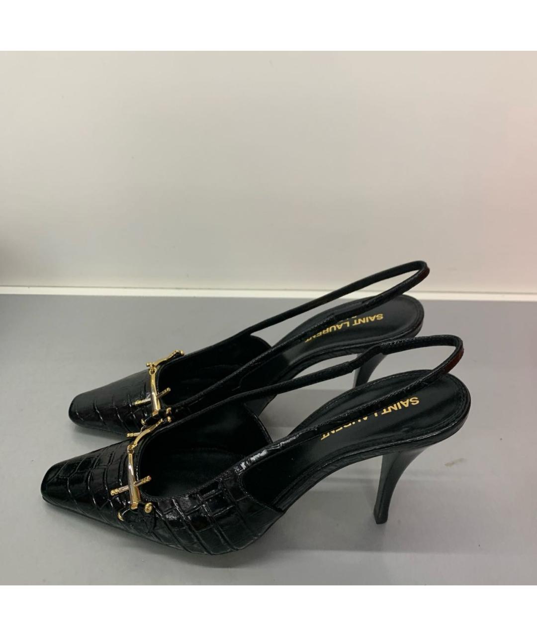 SAINT LAURENT Черные кожаные босоножки, фото 3