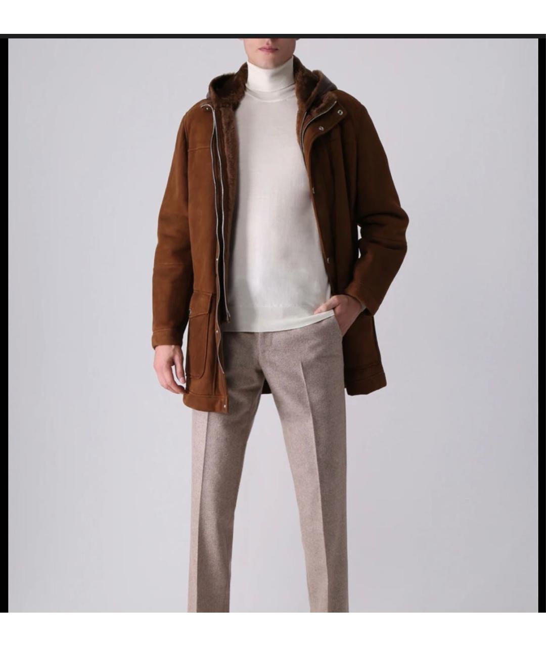 BRUNELLO CUCINELLI Коричневая кожаная дубленка/шуба, фото 6