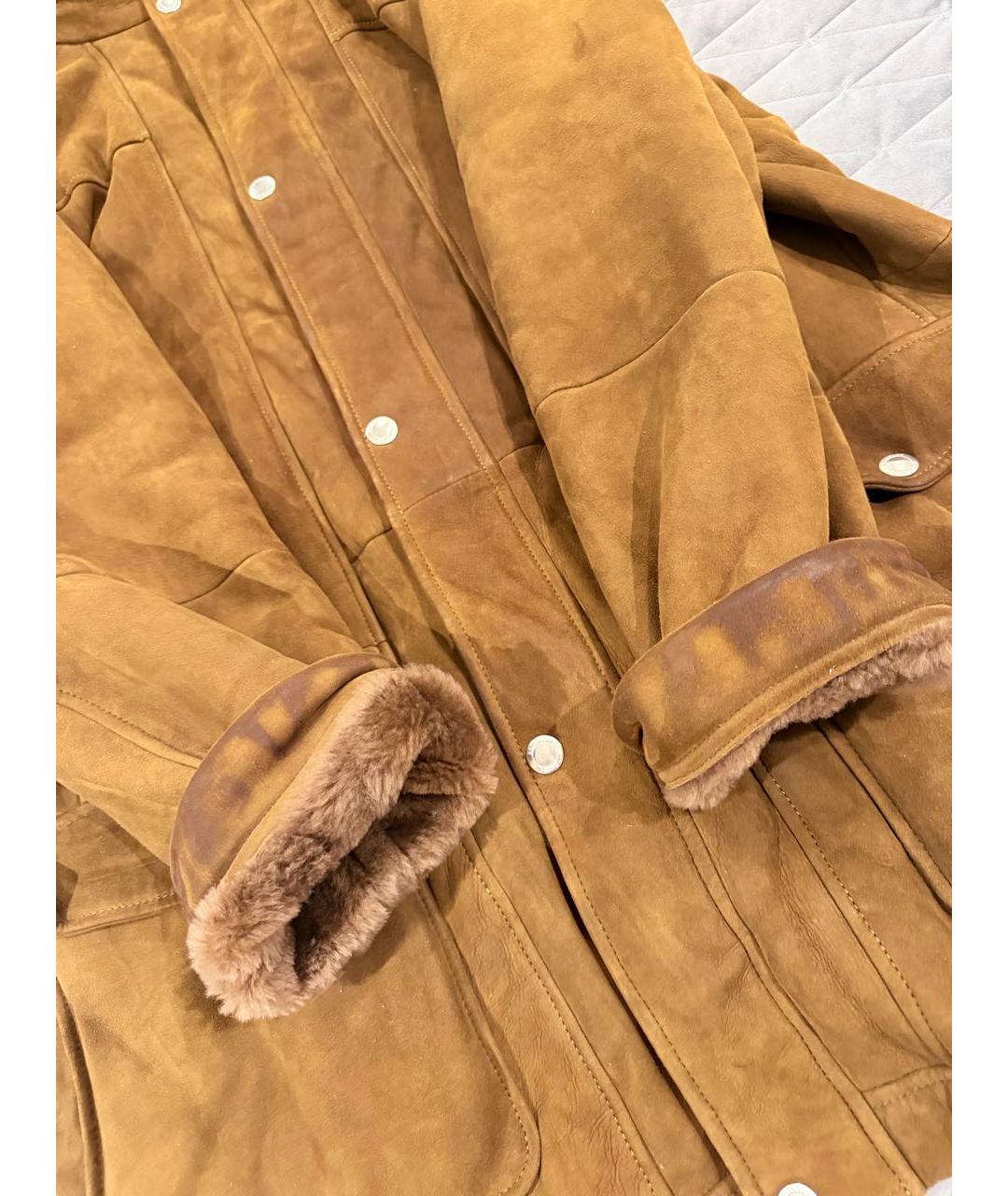 BRUNELLO CUCINELLI Коричневая кожаная дубленка/шуба, фото 4