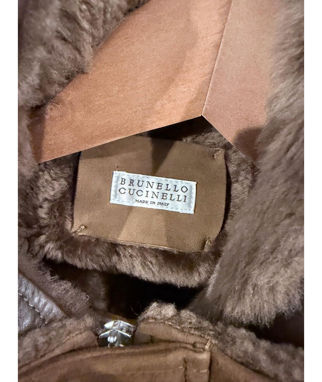 BRUNELLO CUCINELLI Коричневая кожаная дубленка/шуба, фото 3