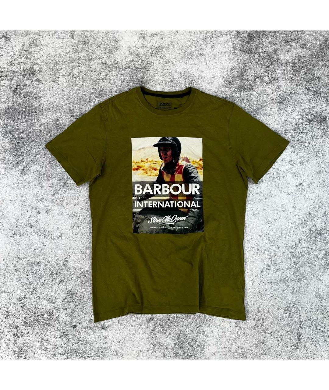 BARBOUR Зеленая хлопковая футболка, фото 6