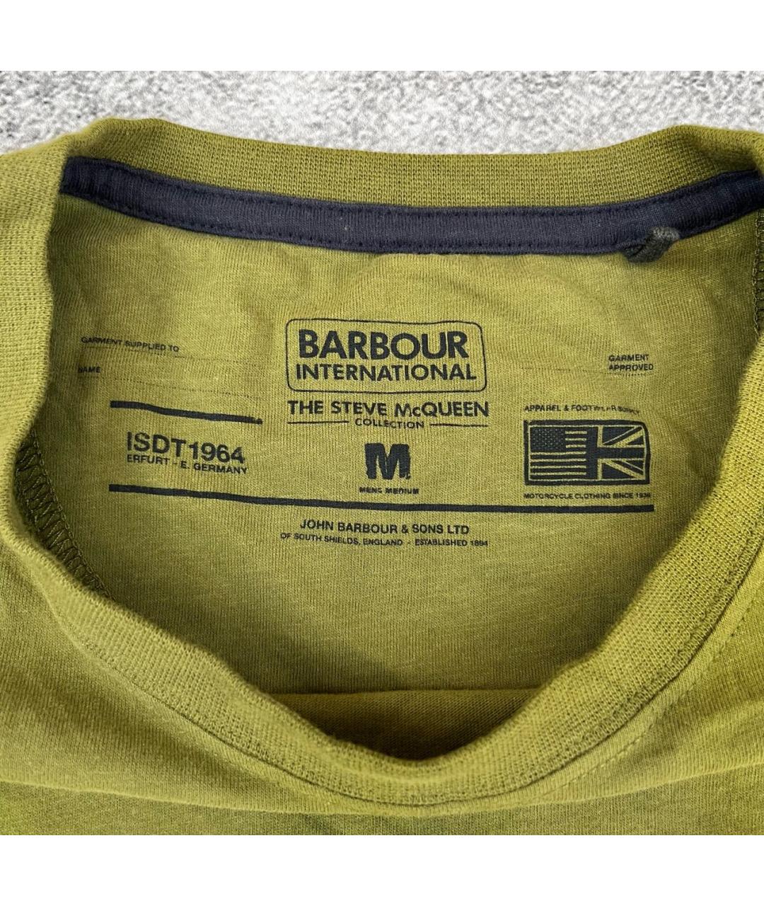 BARBOUR Зеленая хлопковая футболка, фото 3