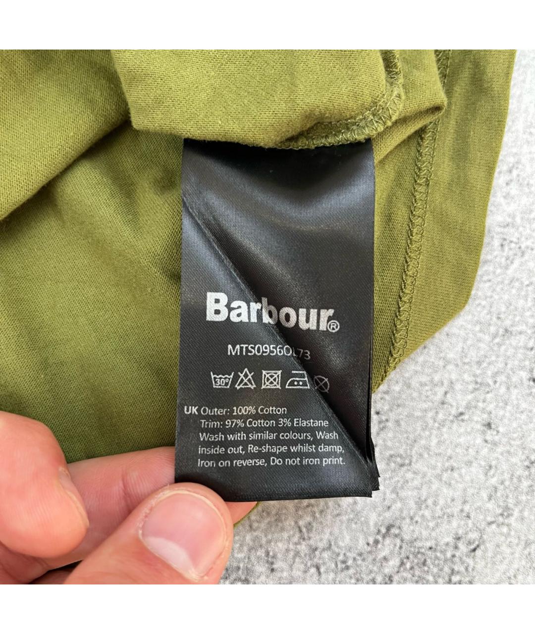 BARBOUR Зеленая хлопковая футболка, фото 4