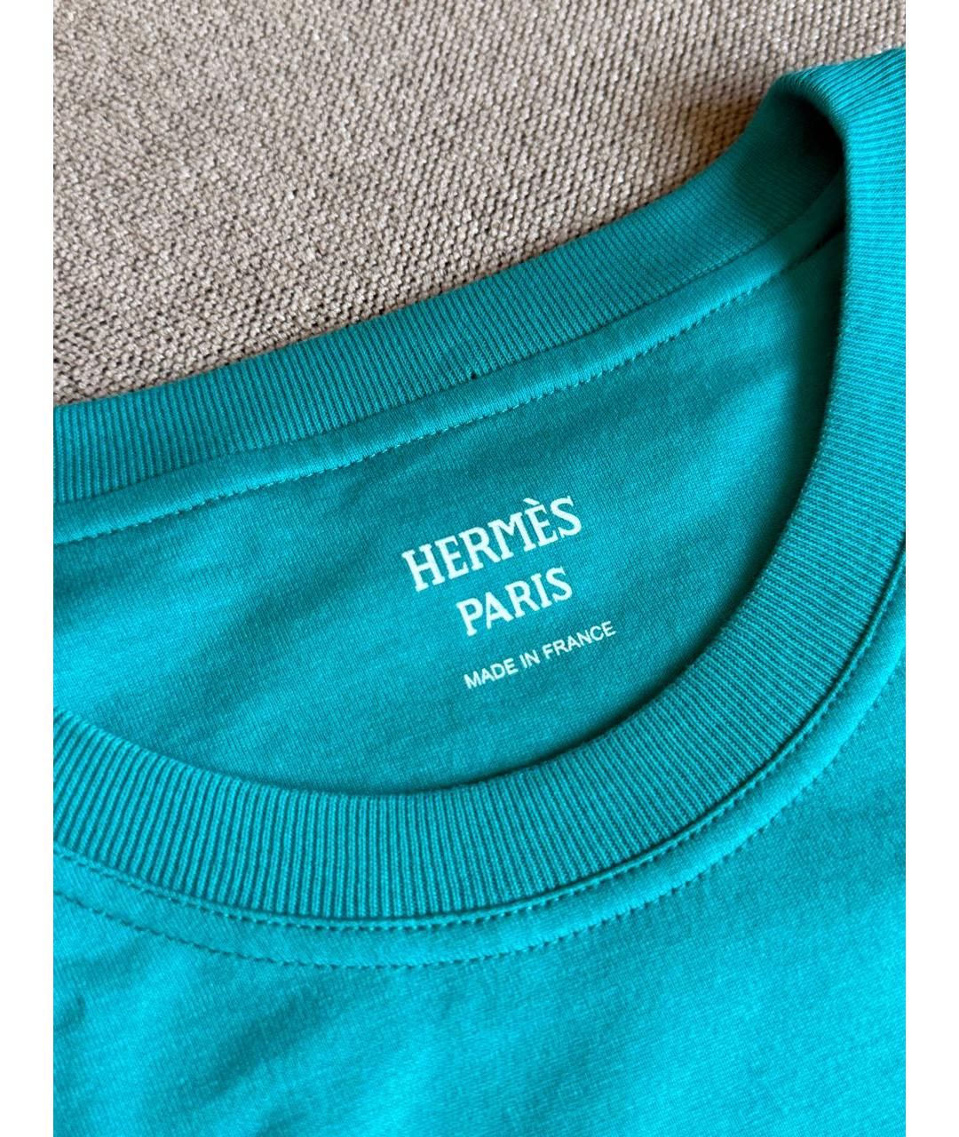 HERMES Бирюзовое хлопковое повседневное платье, фото 3