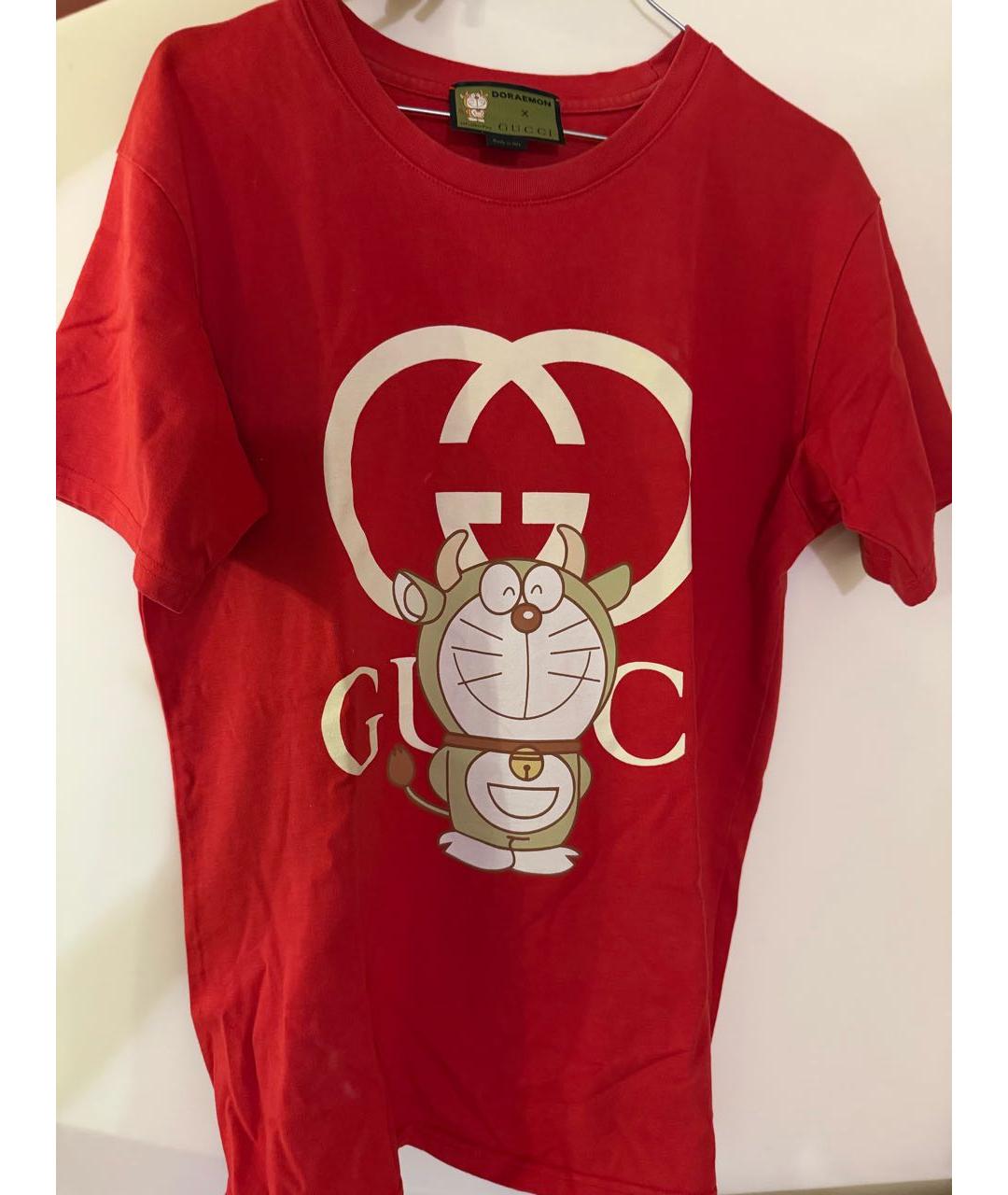 GUCCI Красная хлопковая футболка, фото 4