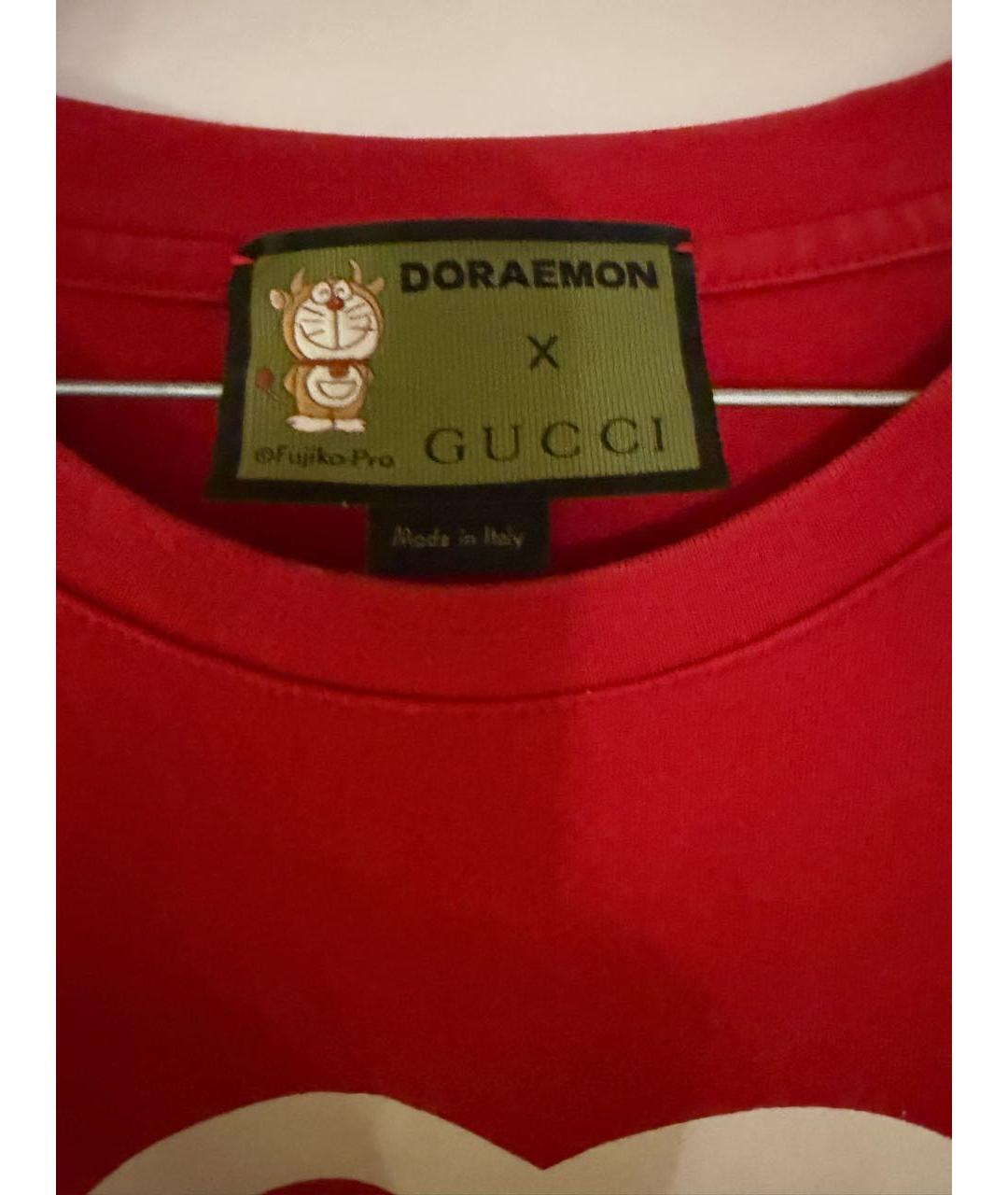 GUCCI Красная хлопковая футболка, фото 3