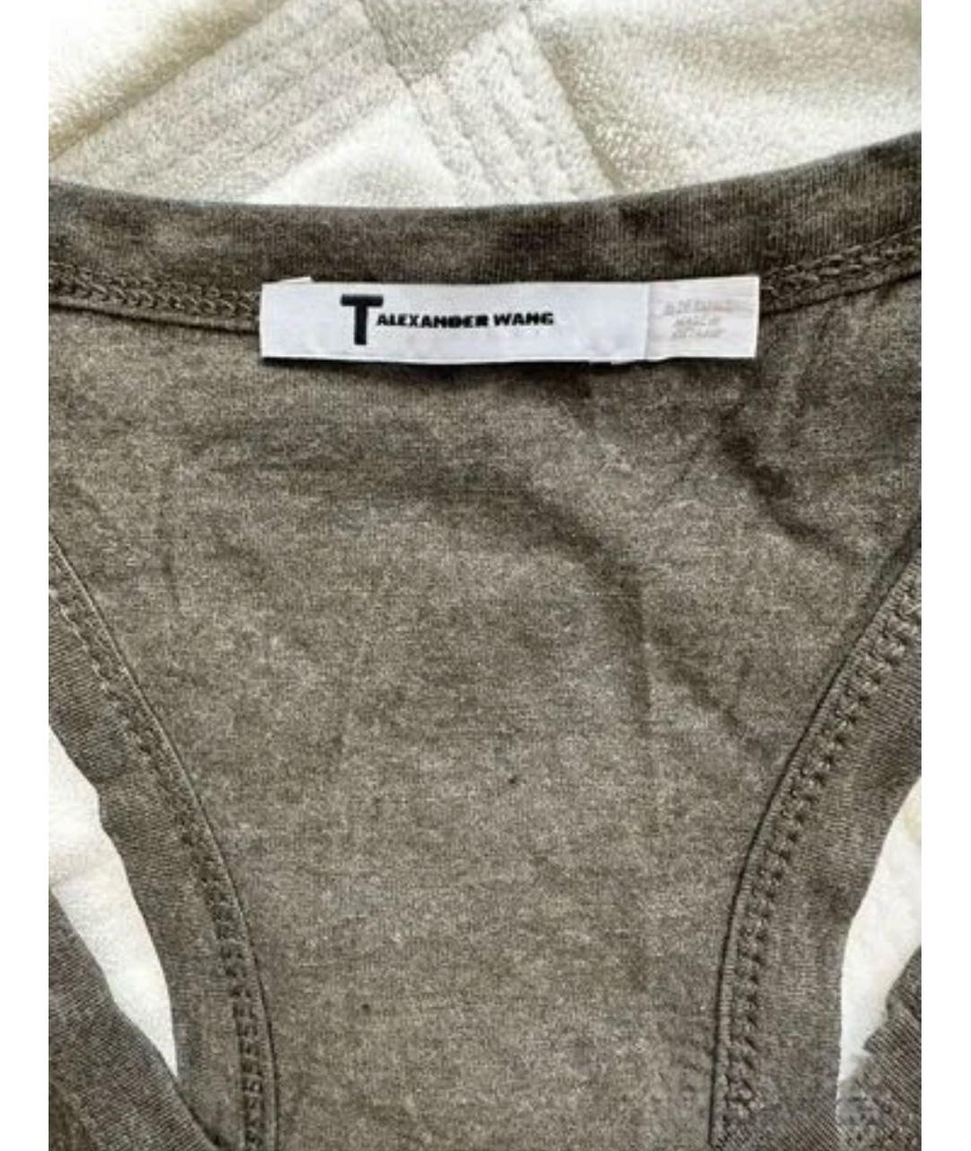 T BY ALEXANDER WANG Хаки вискозное повседневное платье, фото 4