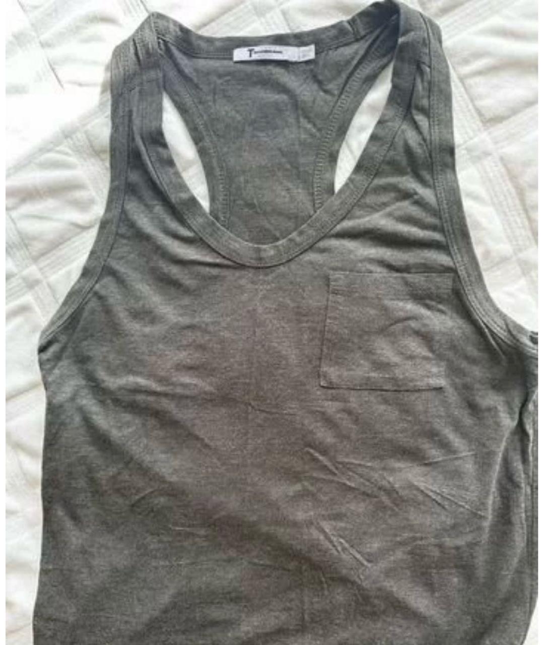 T BY ALEXANDER WANG Хаки вискозное повседневное платье, фото 3