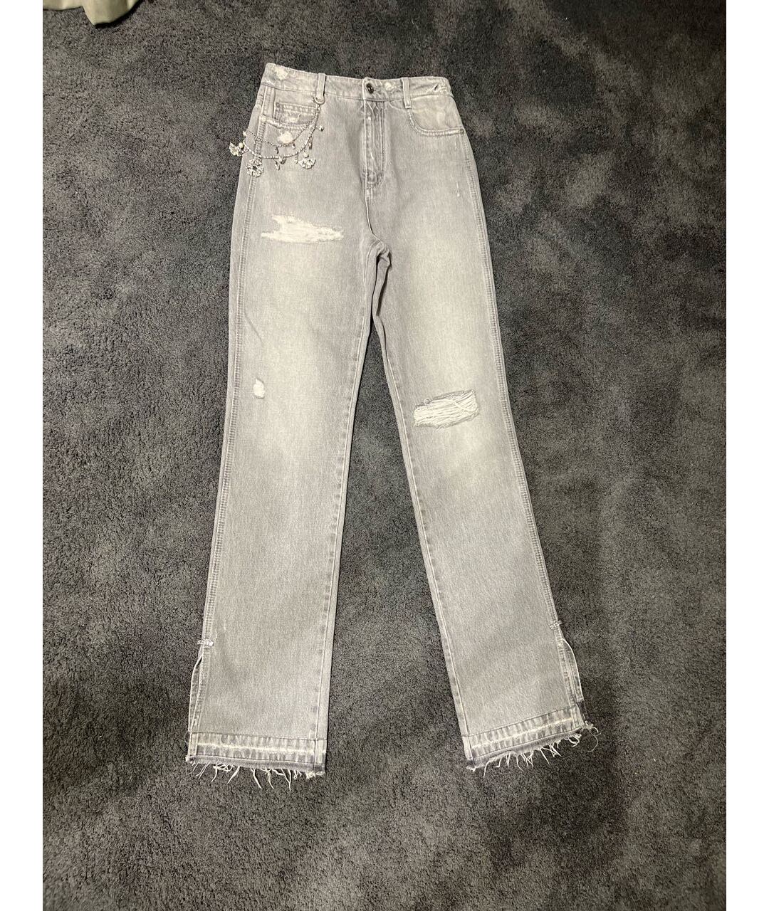 ERMANNO SCERVINO Серые хлопковые прямые джинсы, фото 6