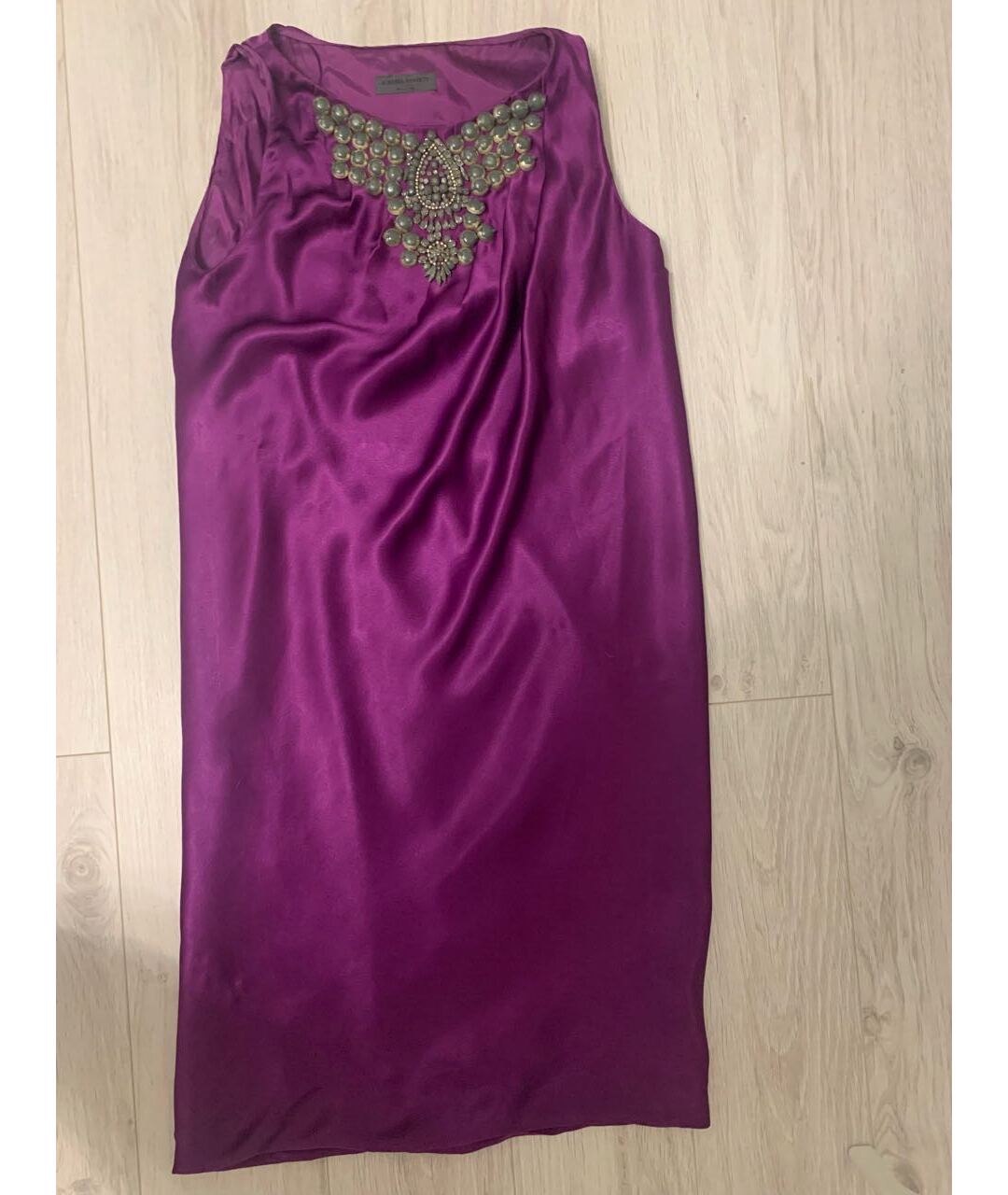 ALBERTA FERRETTI Фиолетовое шелковое коктейльное платье, фото 3