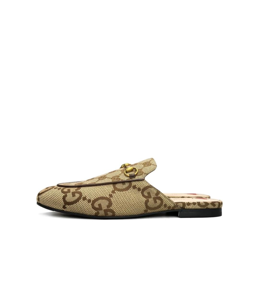 GUCCI Бежевые текстильные мюли, фото 5