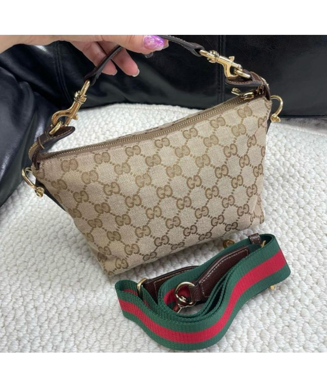 GUCCI Бежевая тканевая сумка через плечо, фото 3
