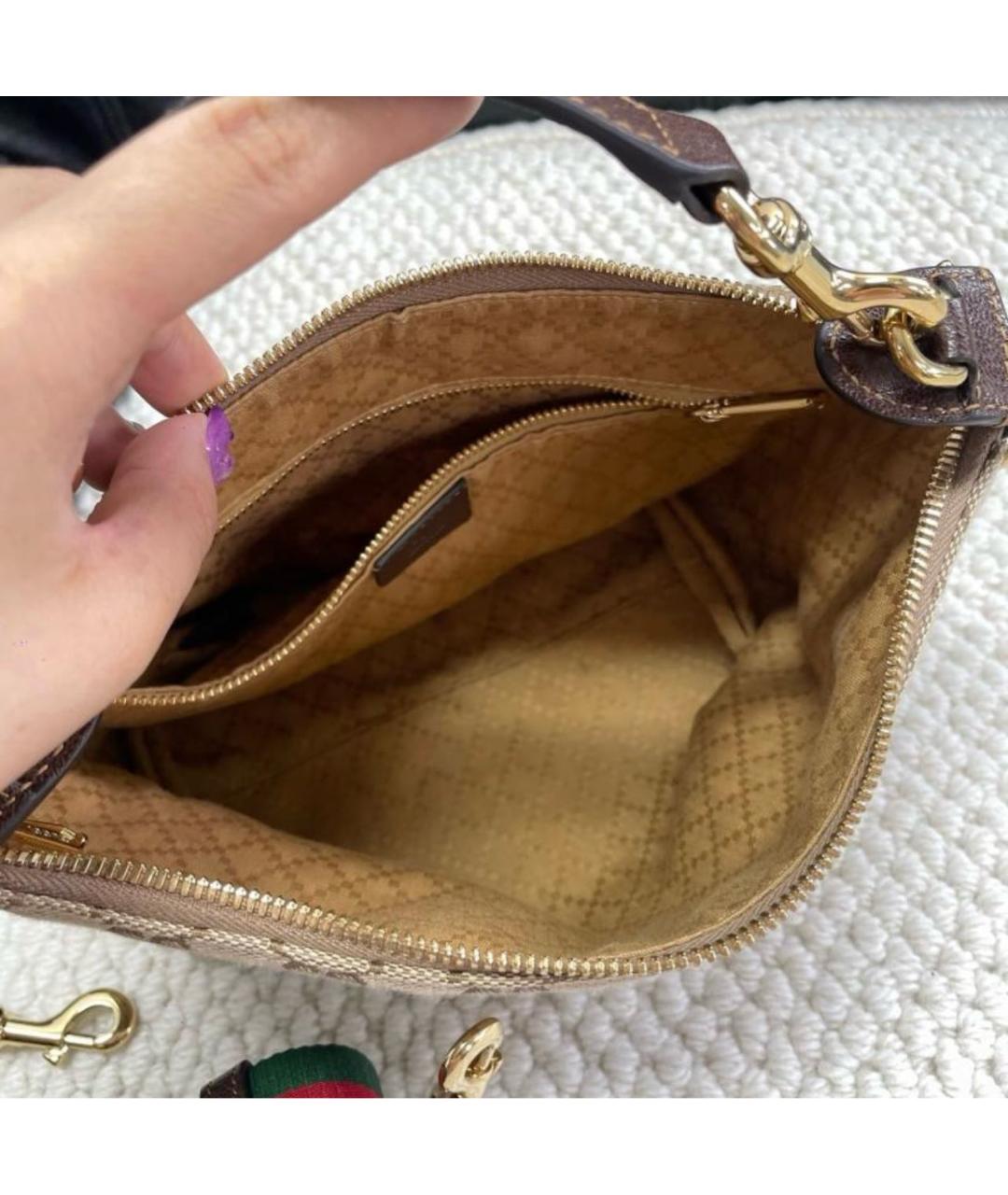GUCCI Бежевая тканевая сумка через плечо, фото 5
