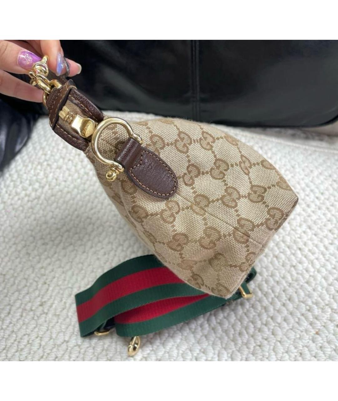 GUCCI Бежевая тканевая сумка через плечо, фото 4