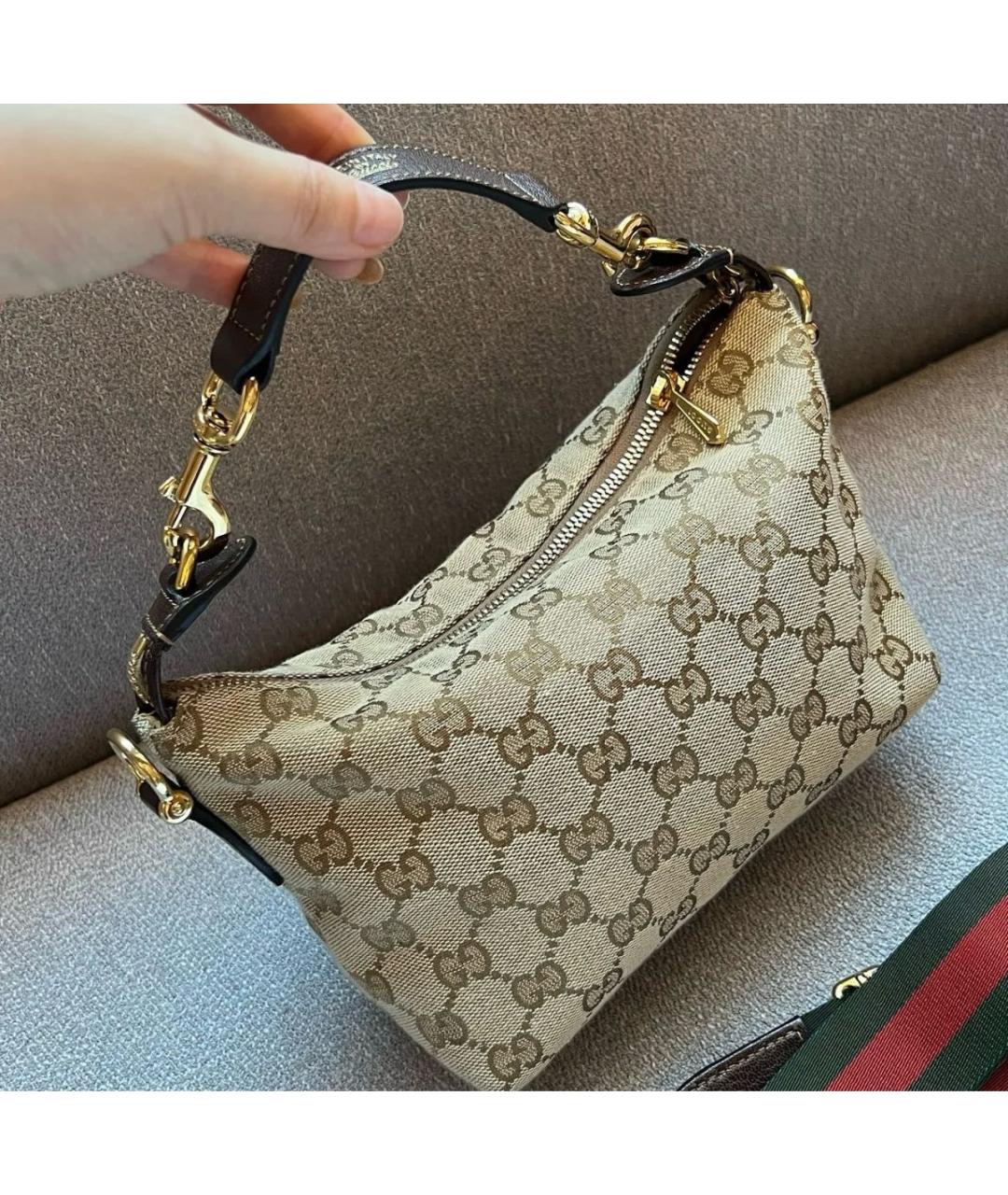 GUCCI Бежевая тканевая сумка через плечо, фото 2