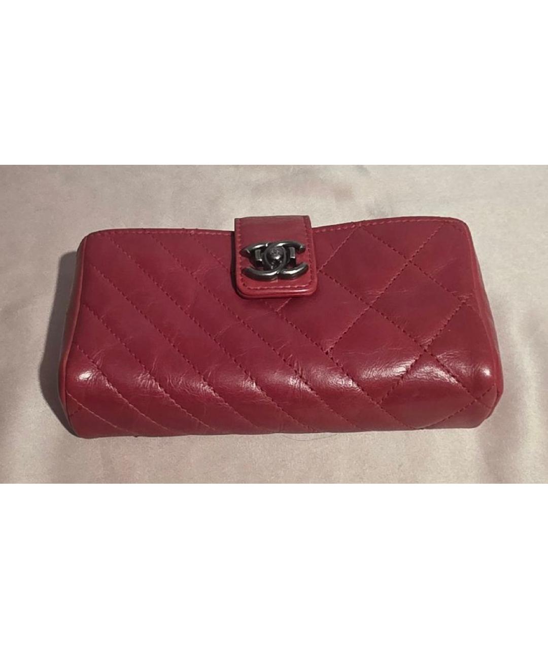 CHANEL Красный кожаный кошелек, фото 9