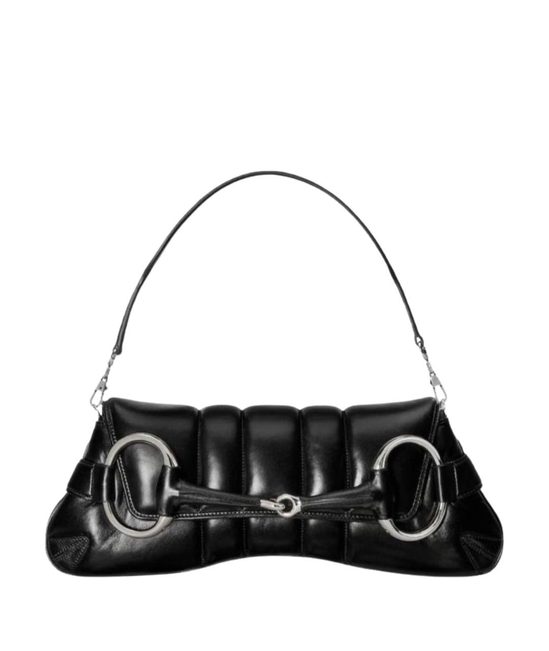 GUCCI Черная кожаная сумка с короткими ручками, фото 1