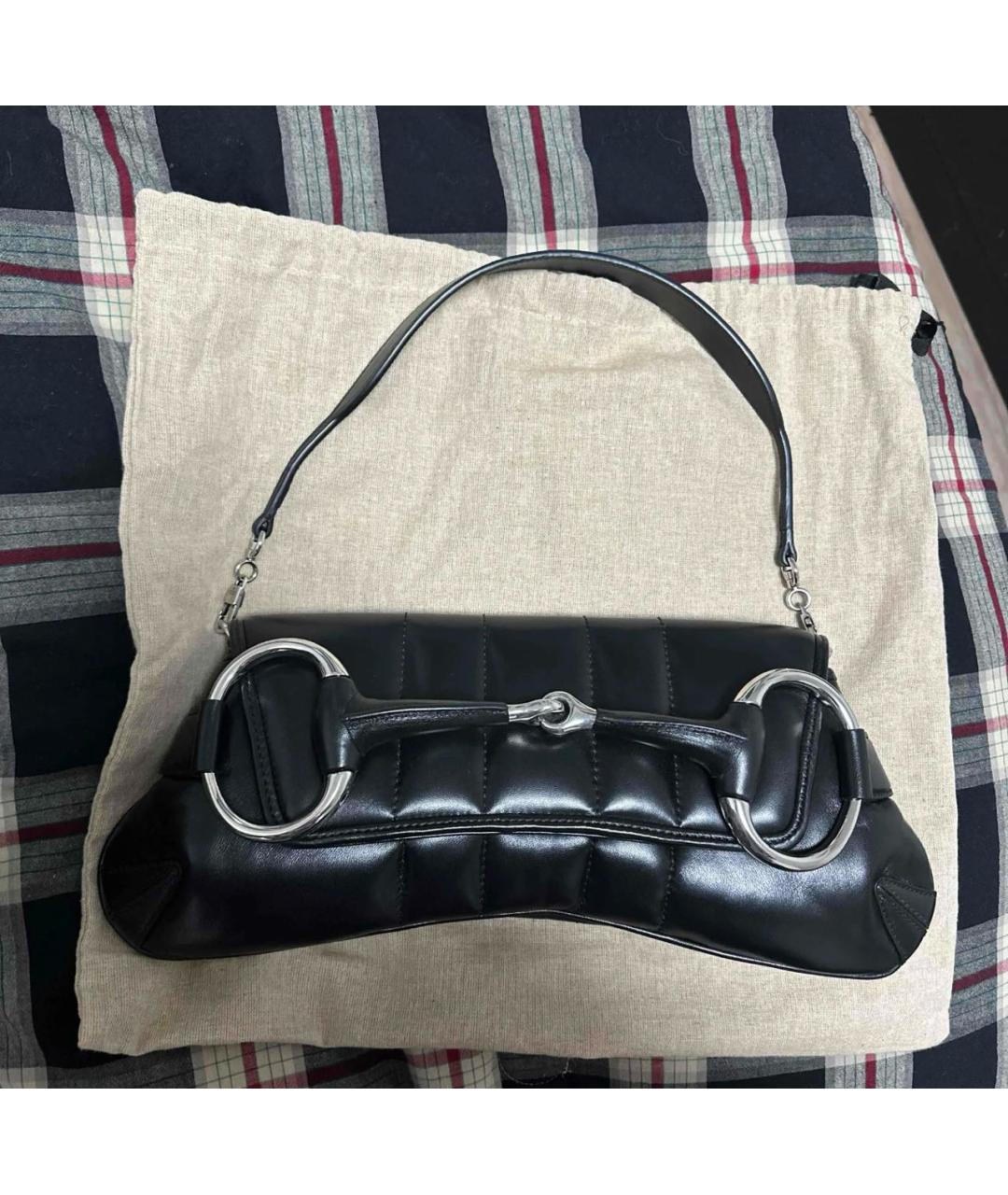 GUCCI Черная кожаная сумка с короткими ручками, фото 2