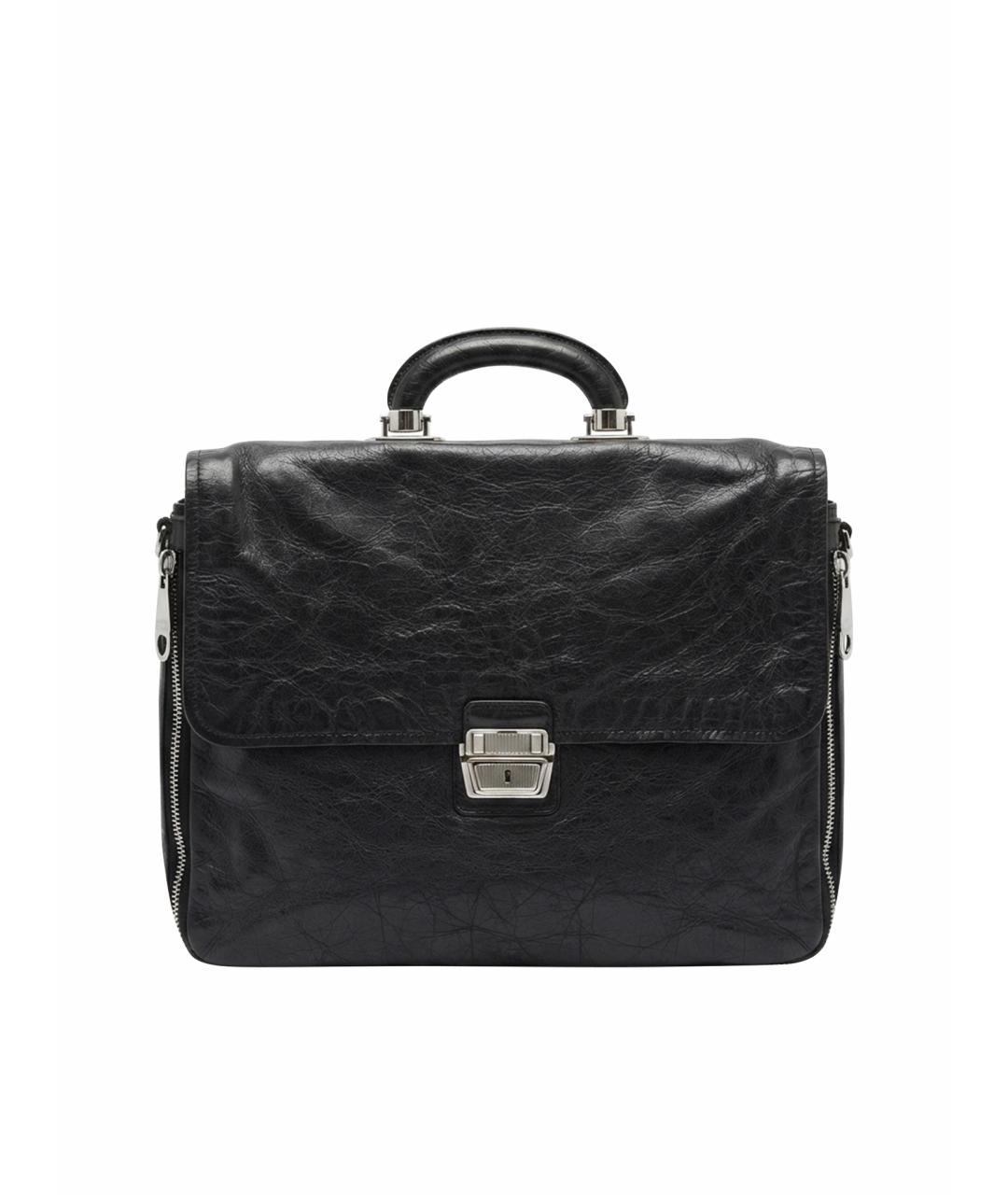 DOLCE&GABBANA Черный кожаный портфель, фото 1