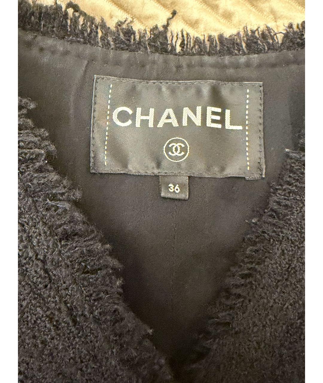 CHANEL Черный твидовый жакет/пиджак, фото 2