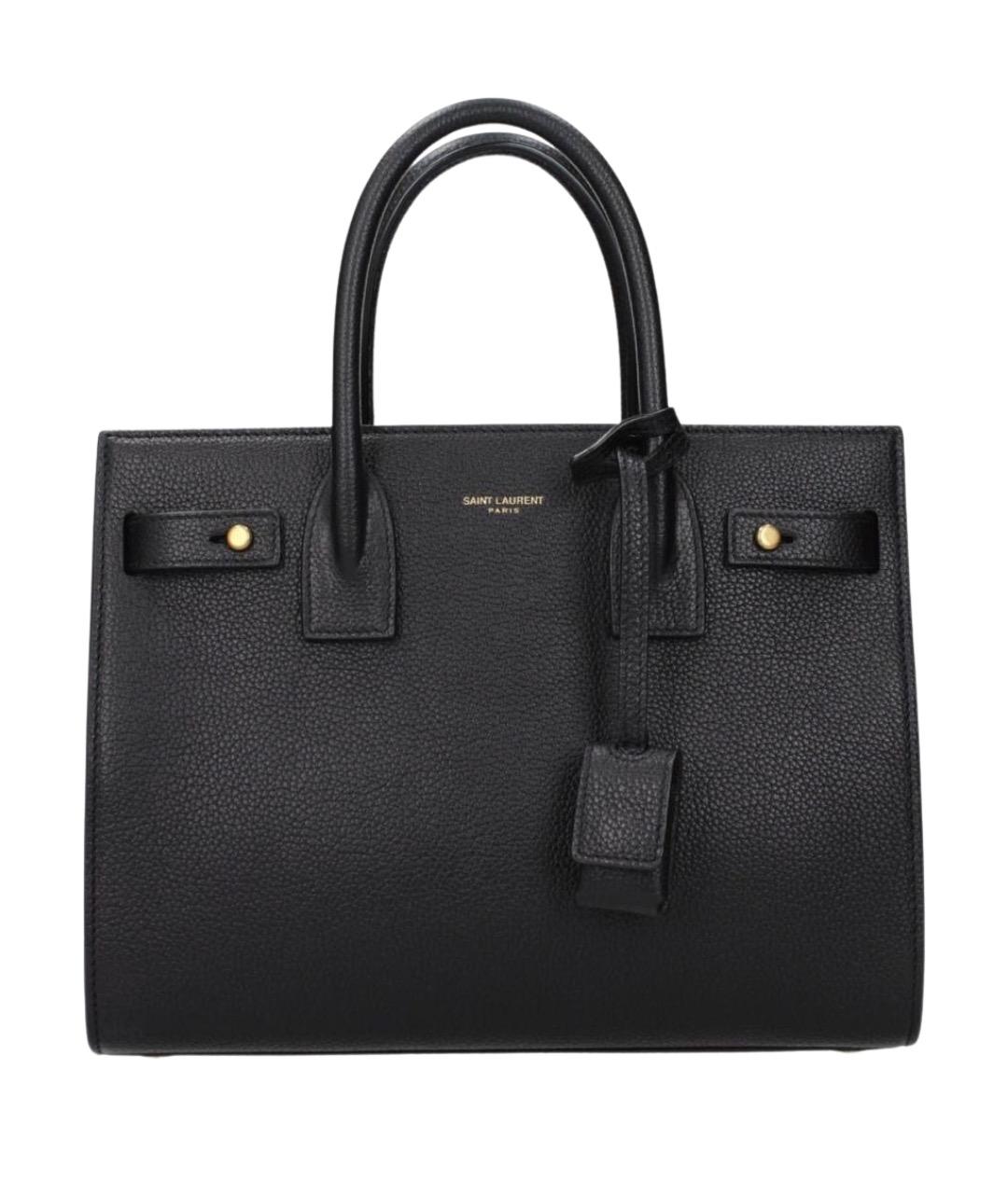 SAINT LAURENT Черная кожаная сумка с короткими ручками, фото 1