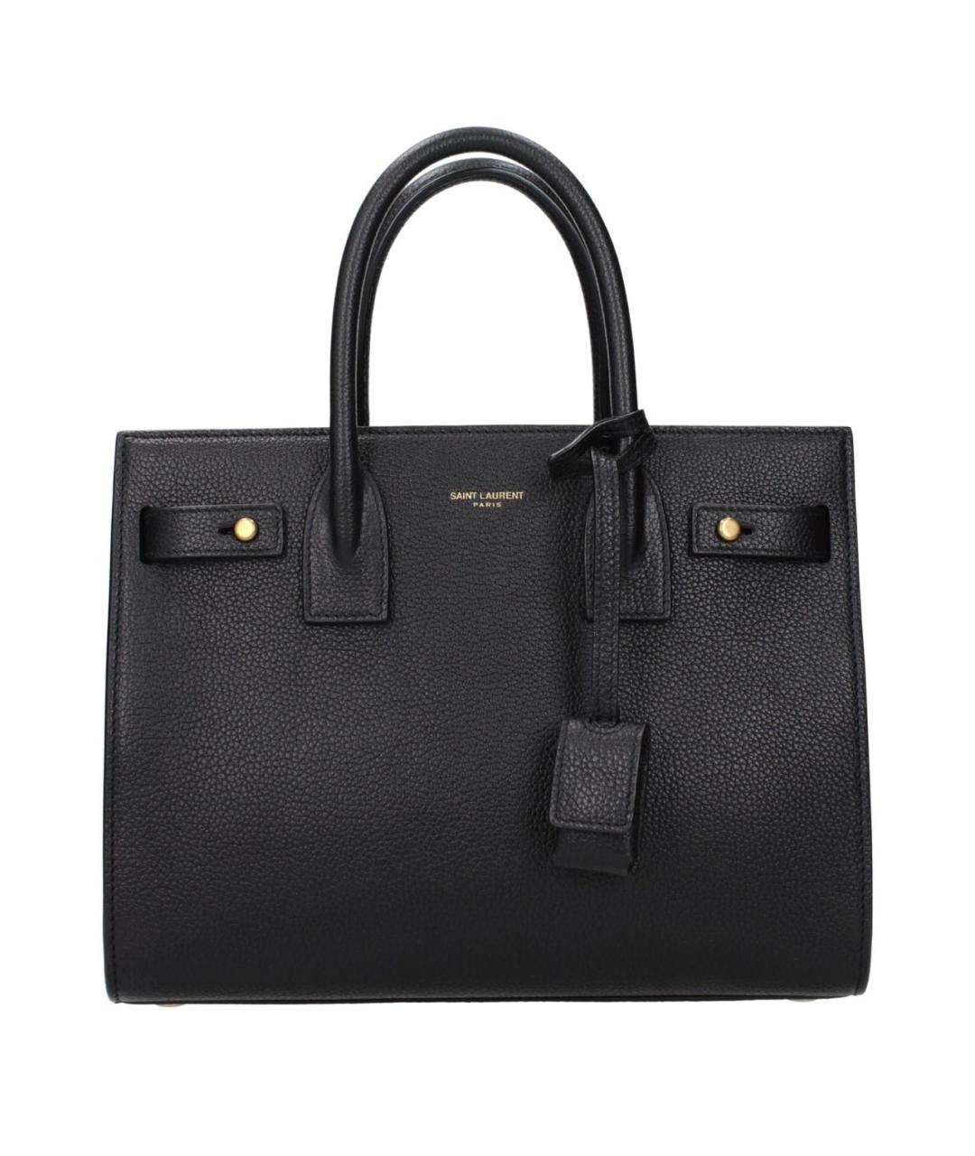 SAINT LAURENT Черная кожаная сумка с короткими ручками, фото 8