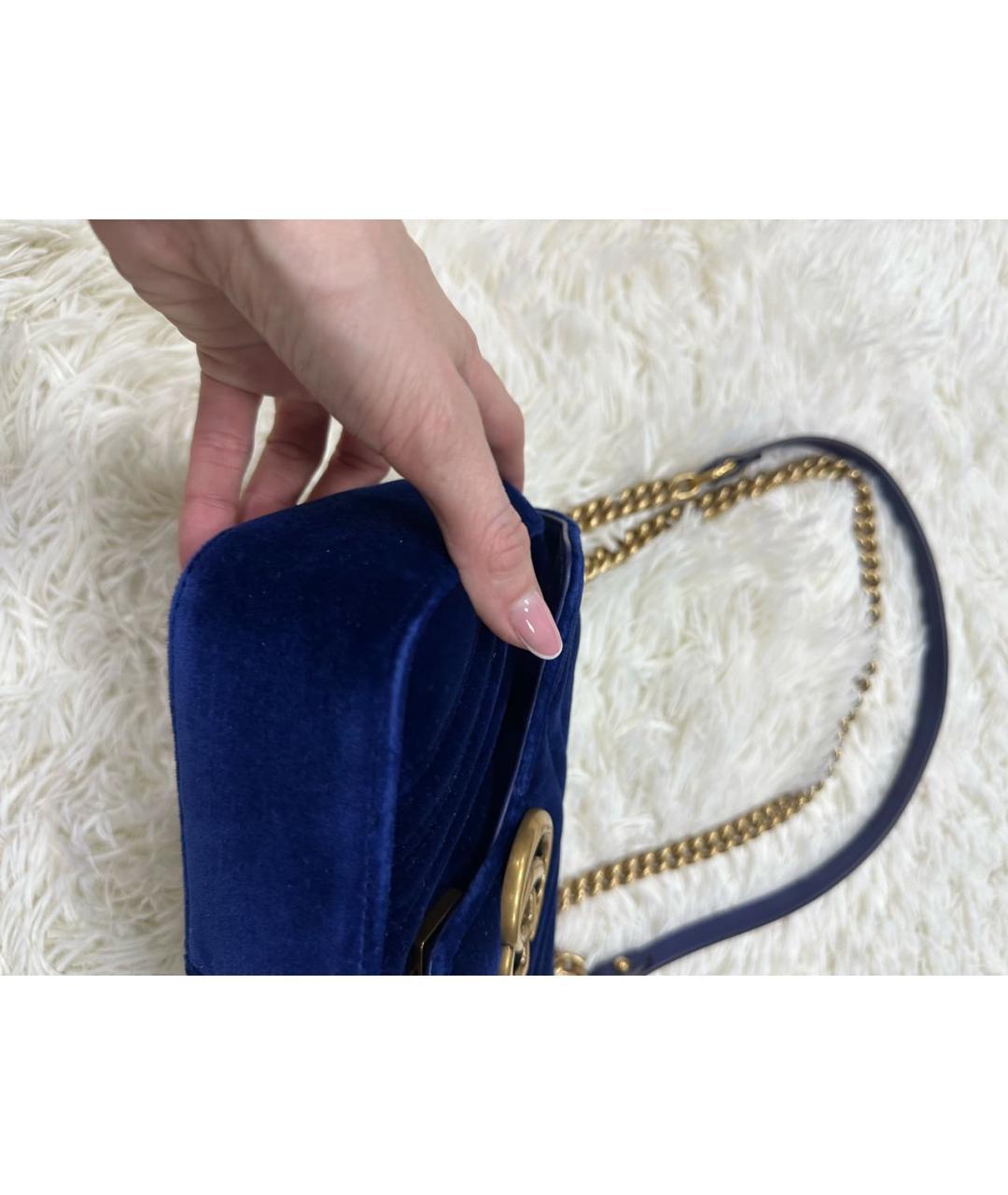 GUCCI Синяя бархатная сумка через плечо, фото 3