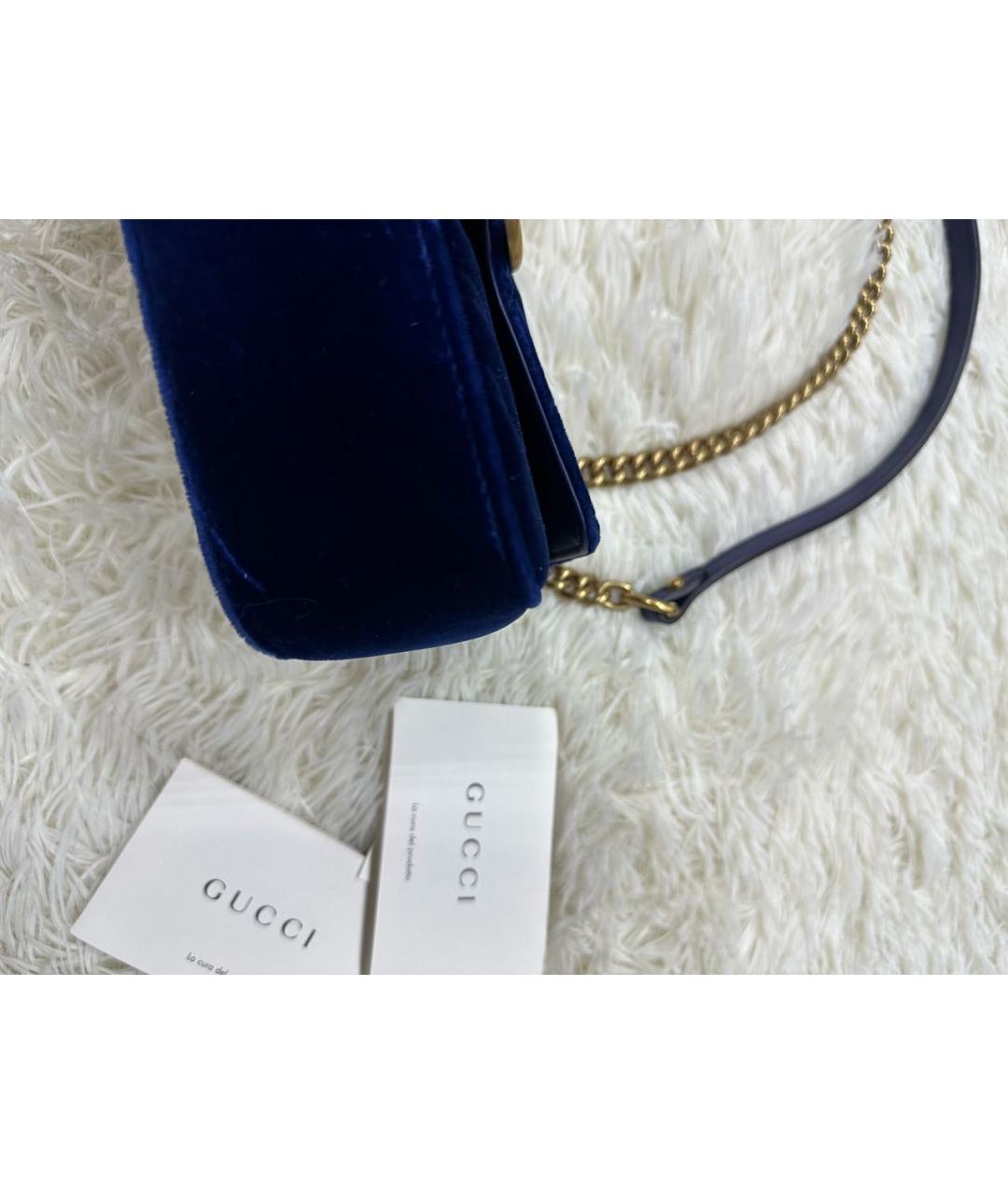 GUCCI Синяя бархатная сумка через плечо, фото 4