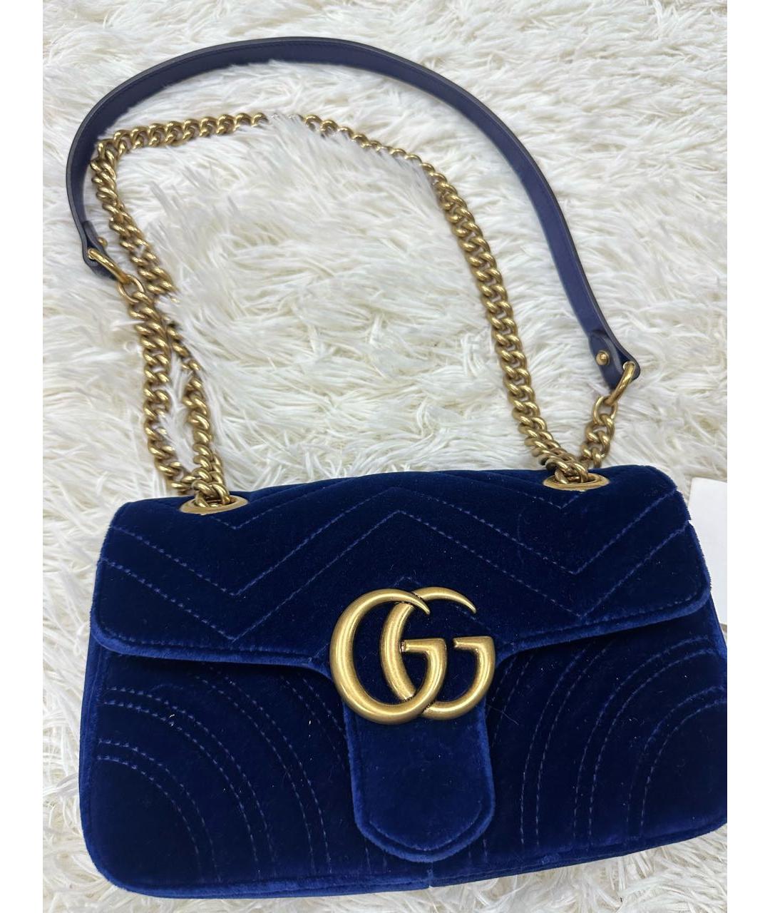 GUCCI Синяя бархатная сумка через плечо, фото 2