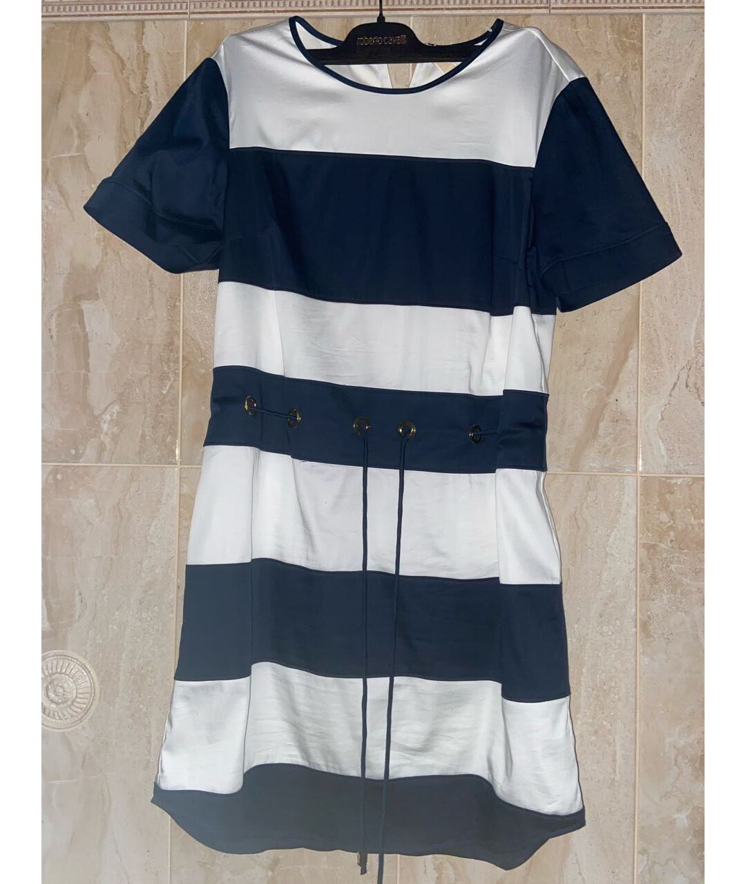 MICHAEL KORS Белое хлопко-эластановое повседневное платье, фото 6