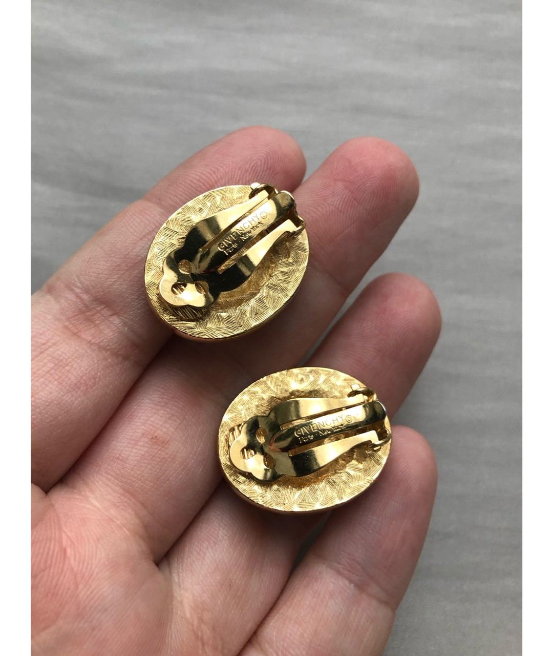 GIVENCHY VINTAGE Золотые металлические серьги, фото 2