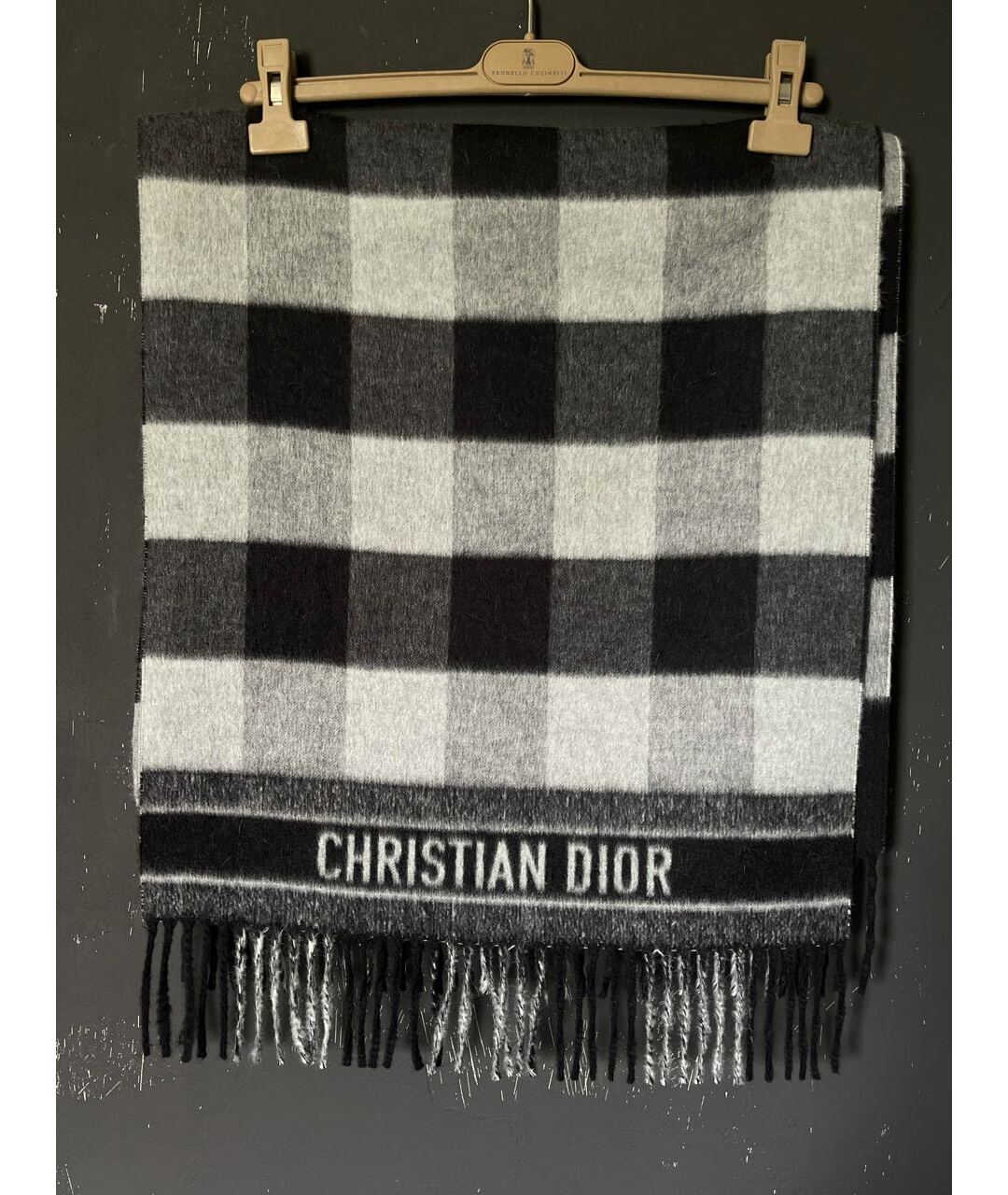 CHRISTIAN DIOR PRE-OWNED Черный шерстяной шарф, фото 8