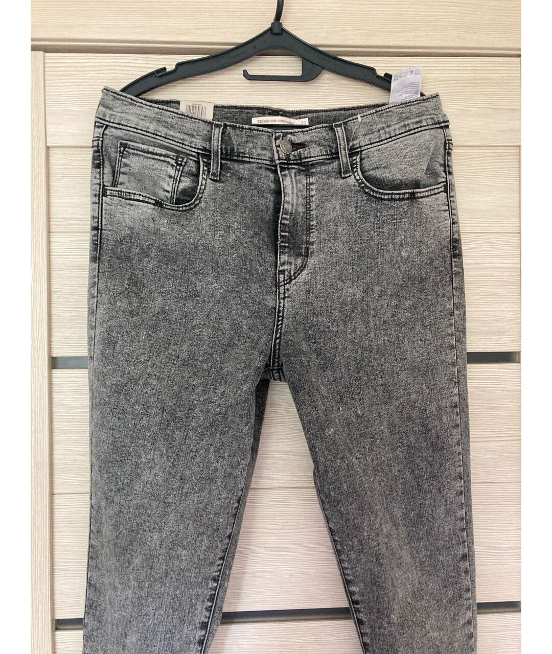 LEVI'S Антрацитовые хлопко-полиэстеровые джинсы слим, фото 2