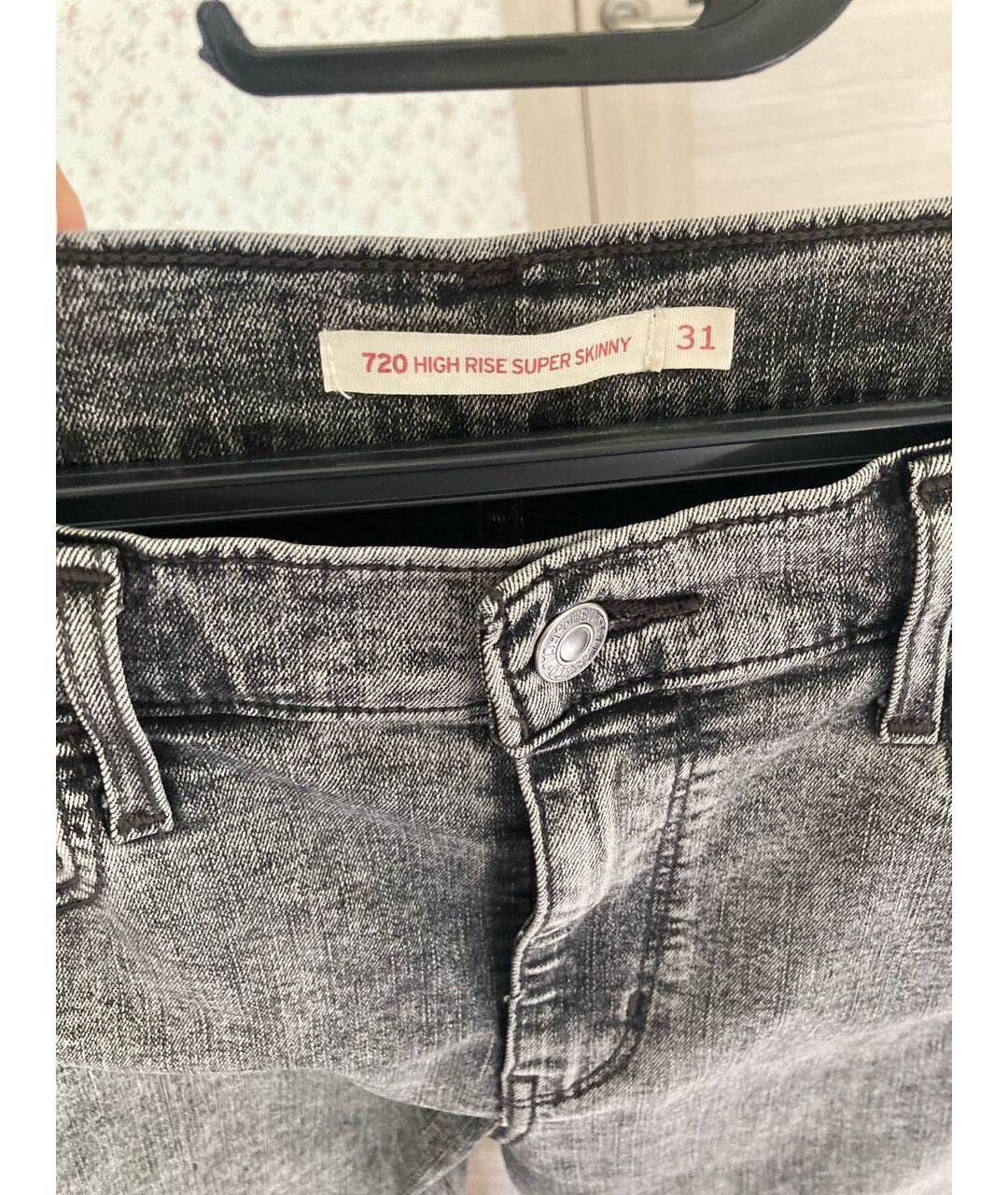 LEVI'S Антрацитовые хлопко-полиэстеровые джинсы слим, фото 5
