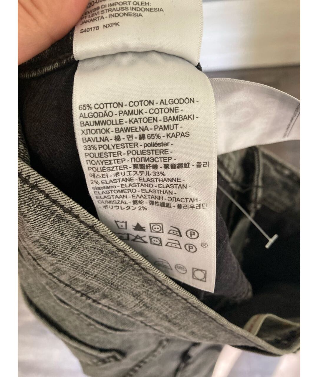 LEVI'S Антрацитовые хлопко-полиэстеровые джинсы слим, фото 6