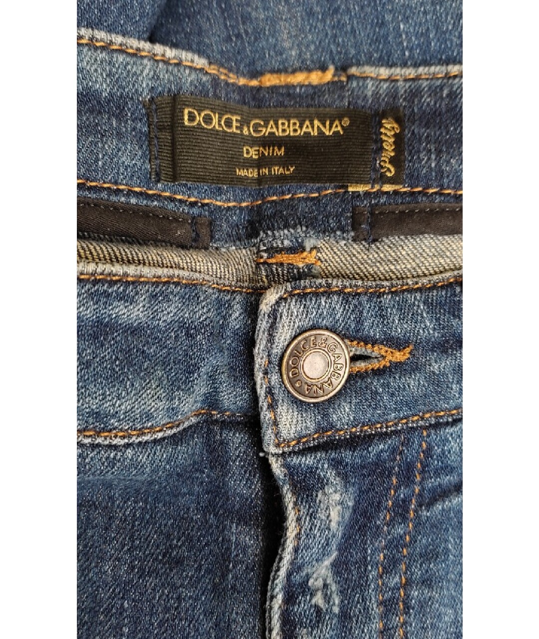 DOLCE&GABBANA Синие хлопковые джинсы слим, фото 7