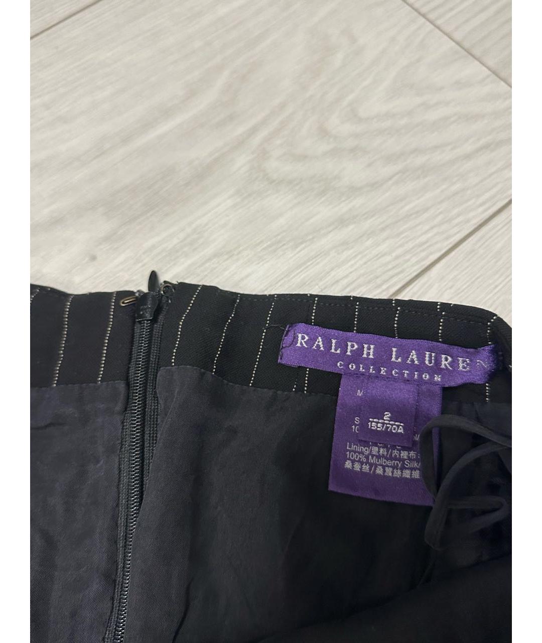 RALPH LAUREN PURPLE LABEL Антрацитовая шерстяная юбка миди, фото 3