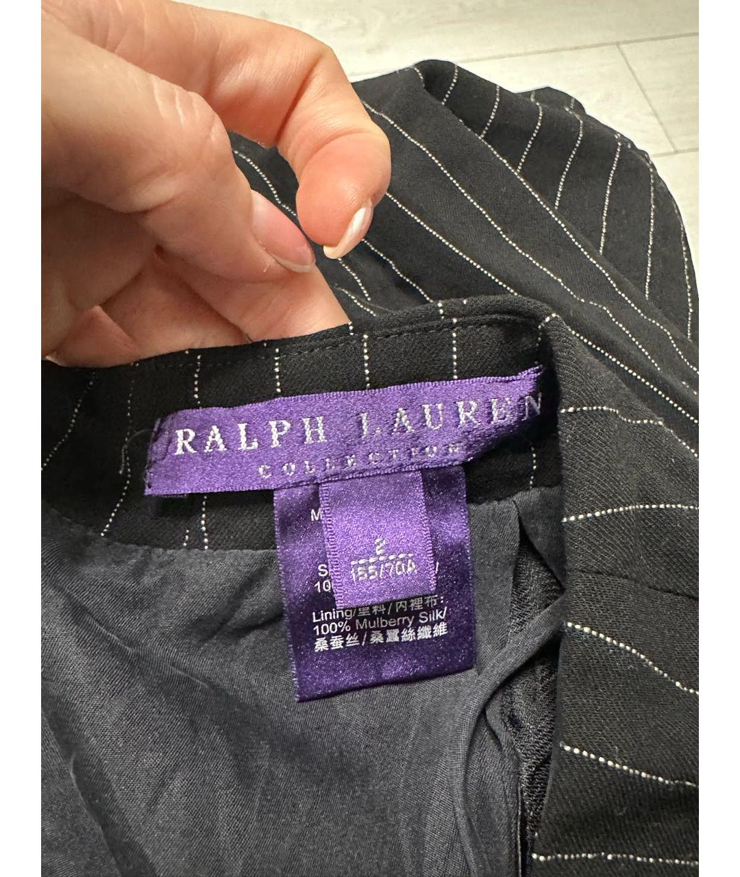 RALPH LAUREN PURPLE LABEL Антрацитовая шерстяная юбка миди, фото 5