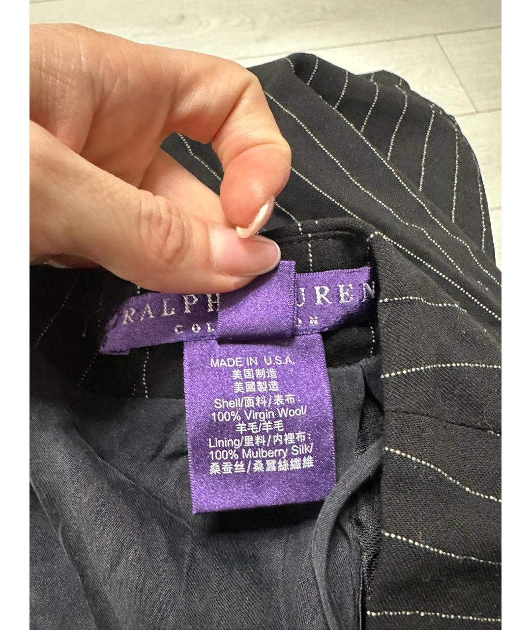 RALPH LAUREN PURPLE LABEL Антрацитовая шерстяная юбка миди, фото 4
