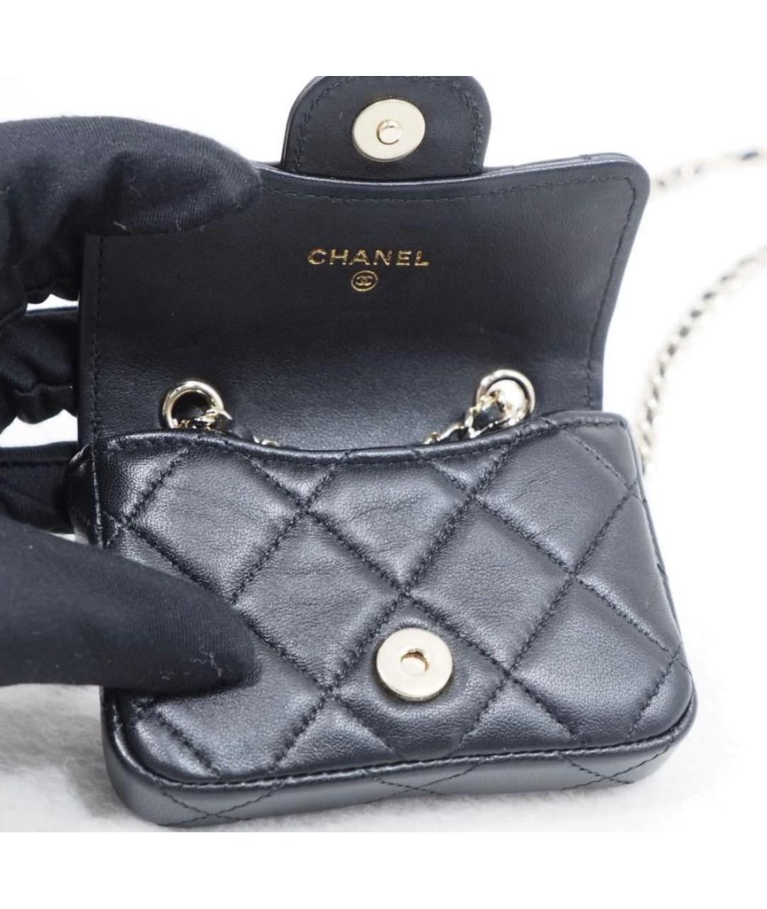 CHANEL Черная кожаная поясная сумка, фото 4