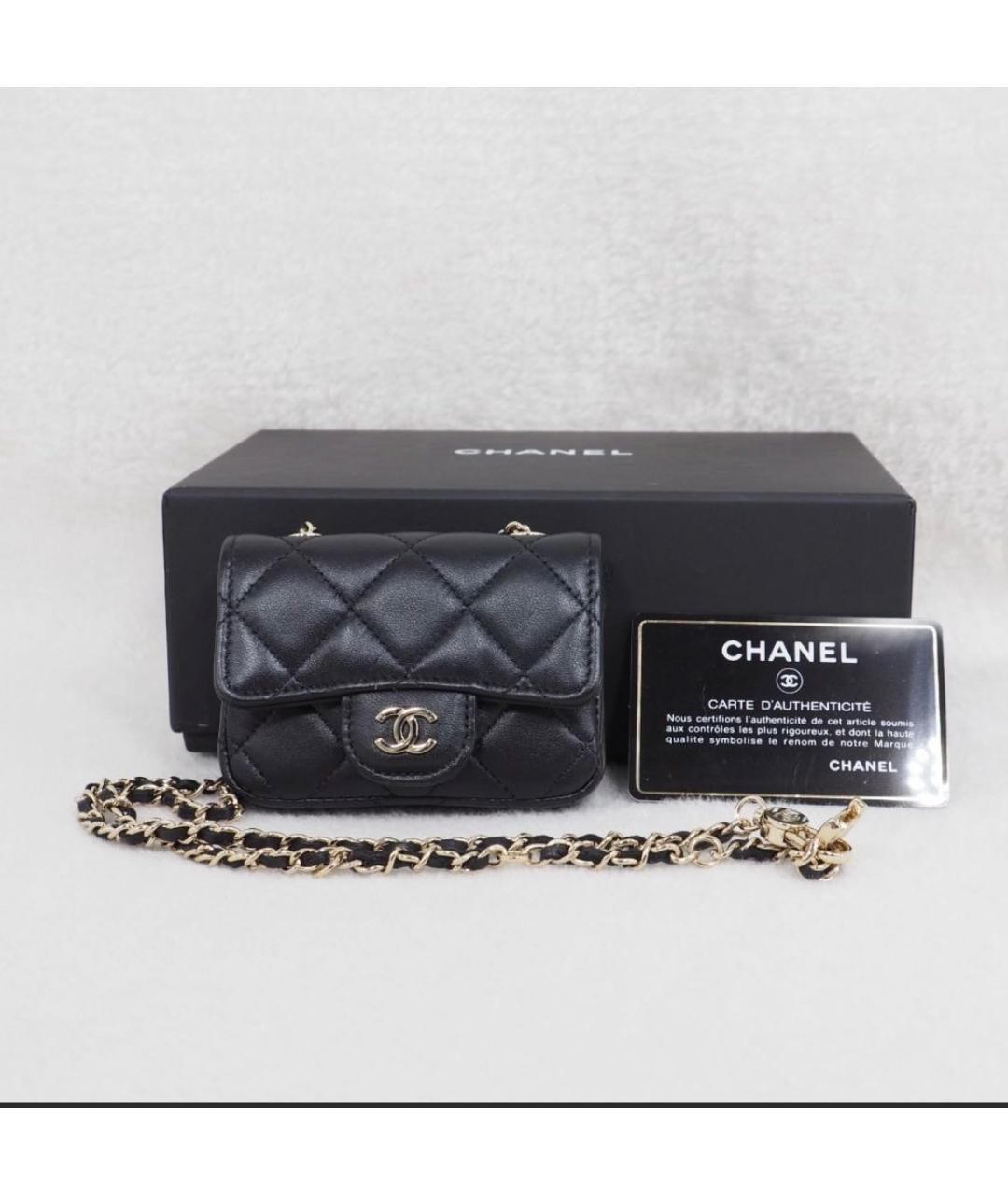 CHANEL Черная кожаная поясная сумка, фото 6