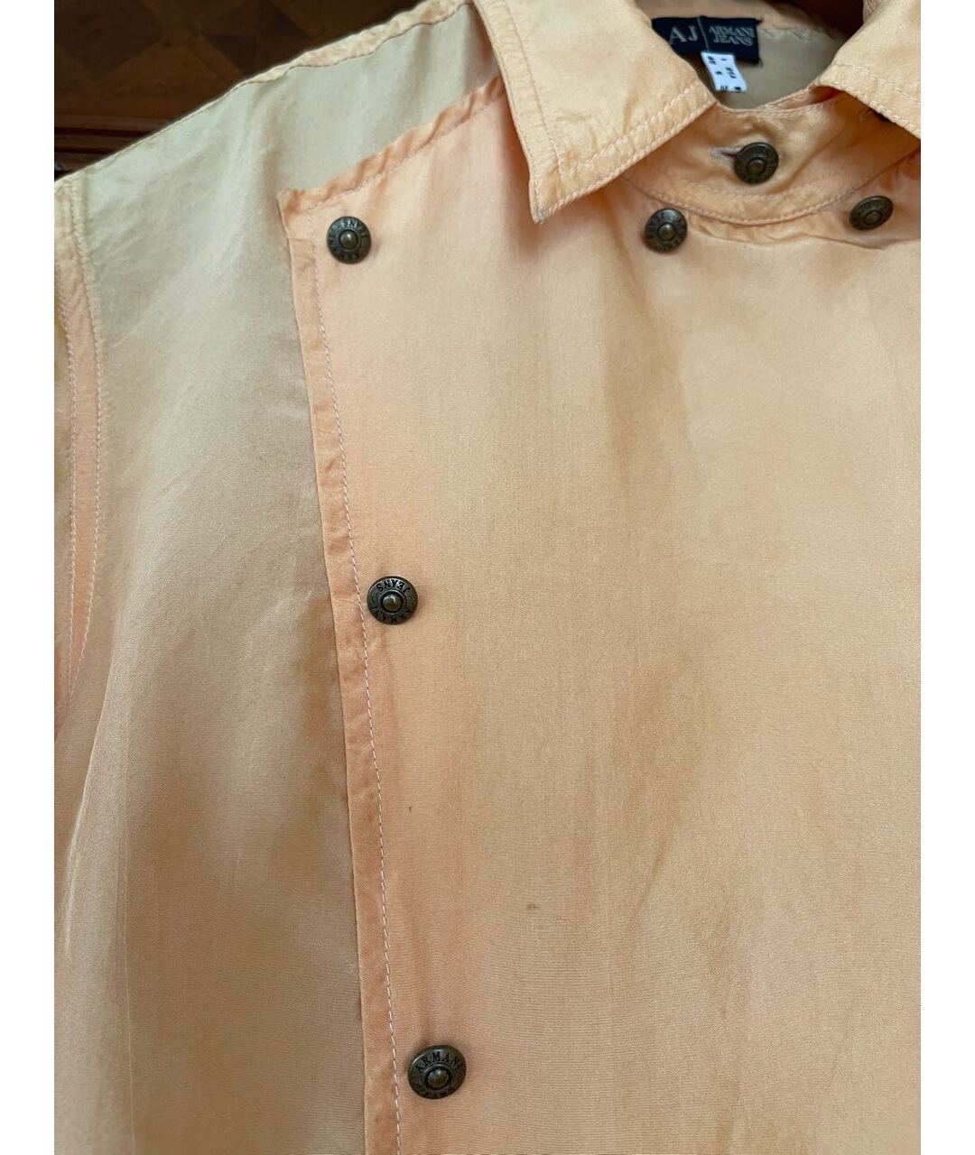 ARMANI JEANS Оранжевая шелковая рубашка, фото 4