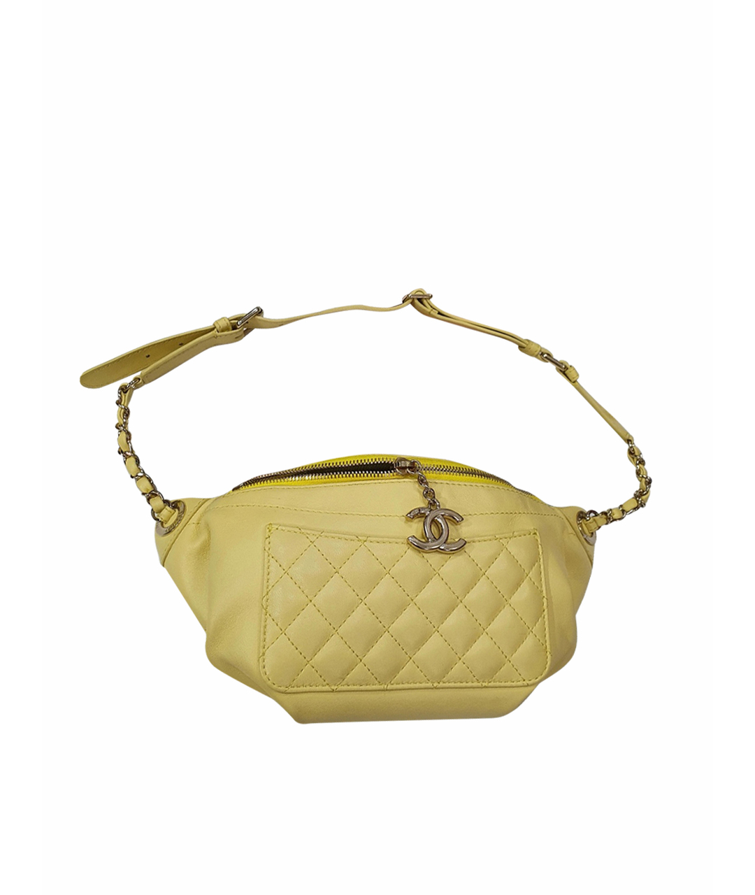 CHANEL Желтая кожаная поясная сумка, фото 1