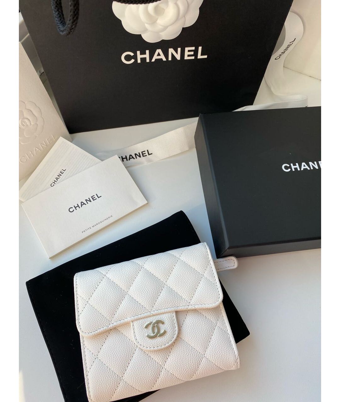 CHANEL Белый кожаный кошелек, фото 8
